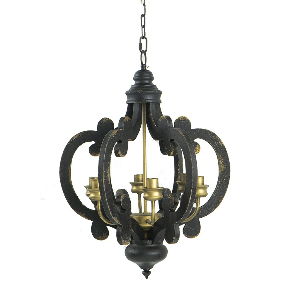Farmhouse Chandelier, 6 Light Wood Chandelier Pendant Light Fixture With Adjustable Chain For Dining Room Living Room Entryway, Bulb Not Included - Best Buy Furniture