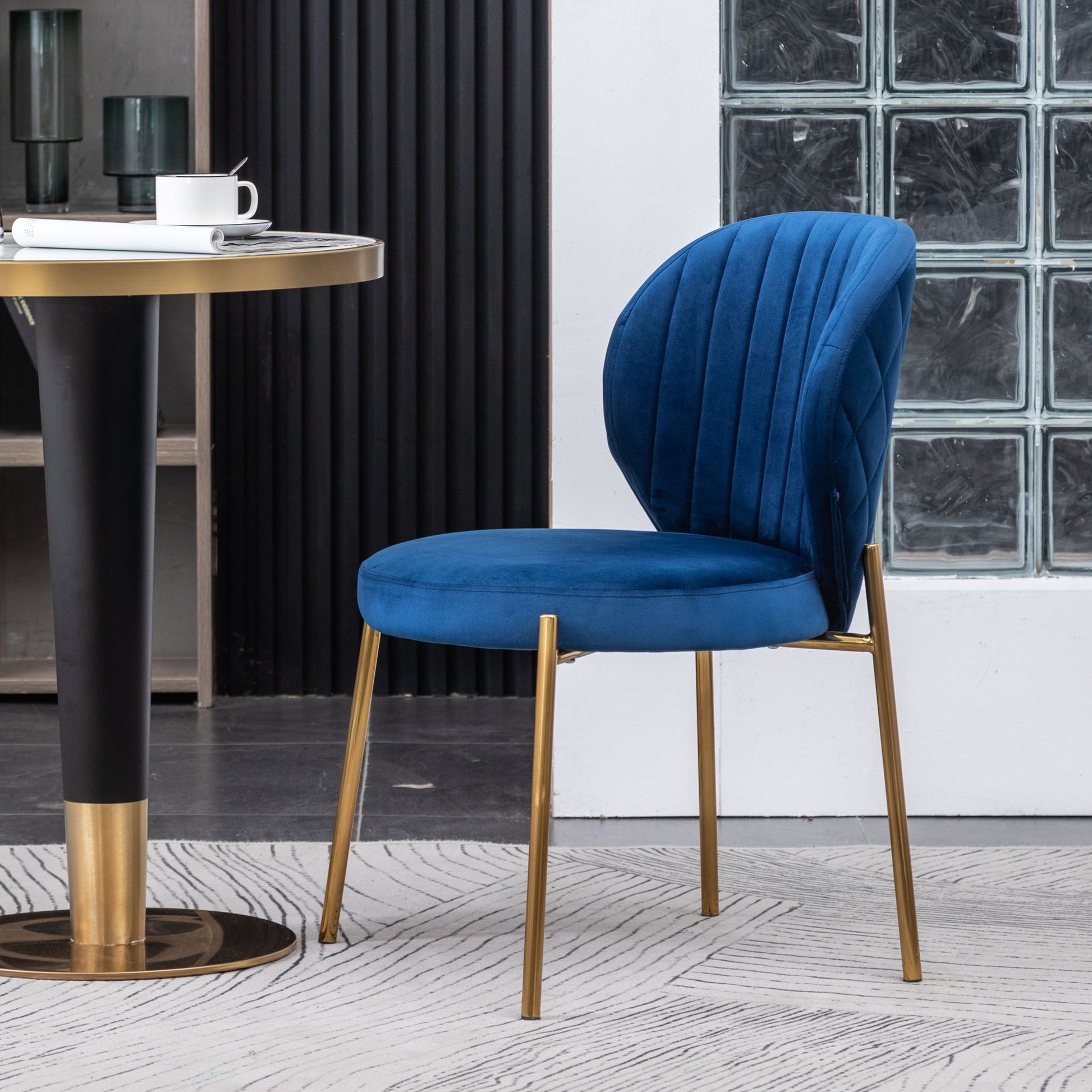 Amoa - Contemporary Velvet Upholstery Dining Chair - Blue - Best Buy Furniture