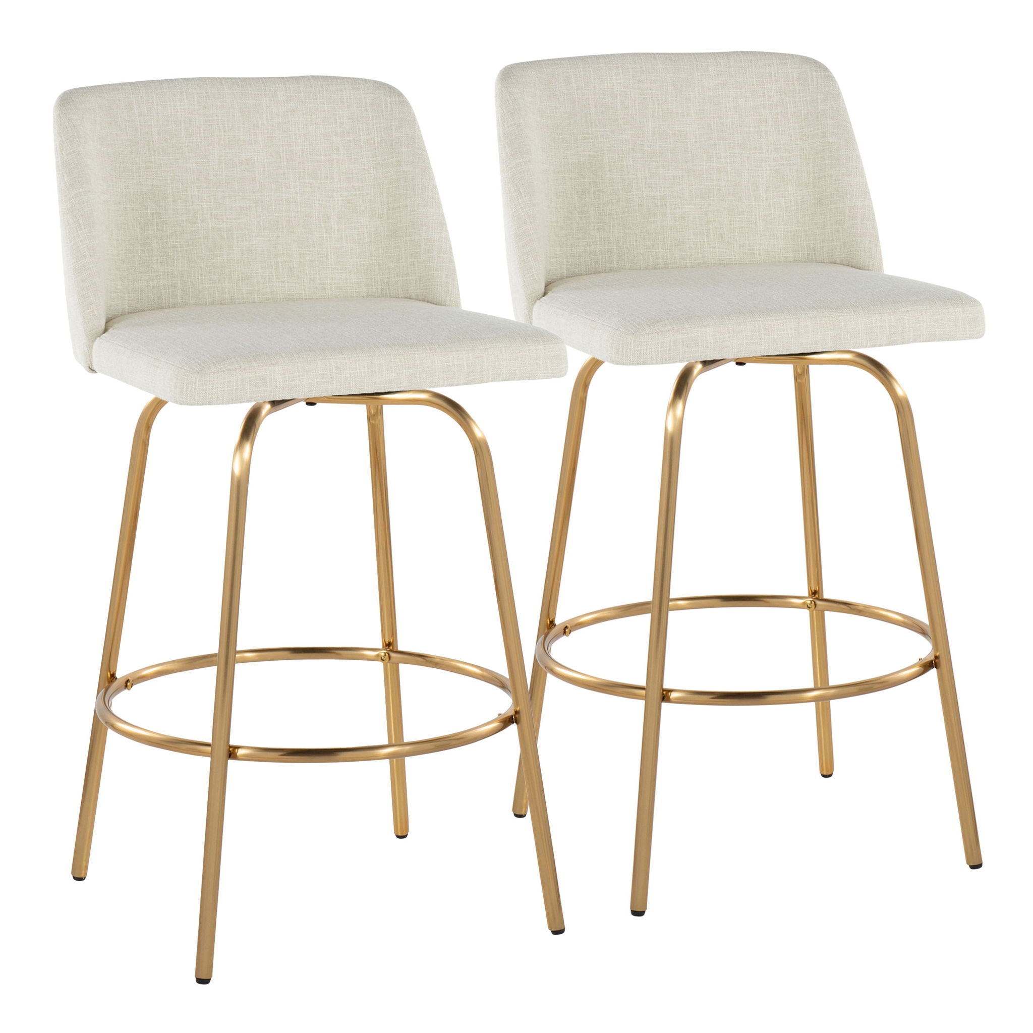 Toriano - Contemporary, Fixed Height Counter Stool With Swivel With Round Footrest (Set of 2) - Best Buy Furniture