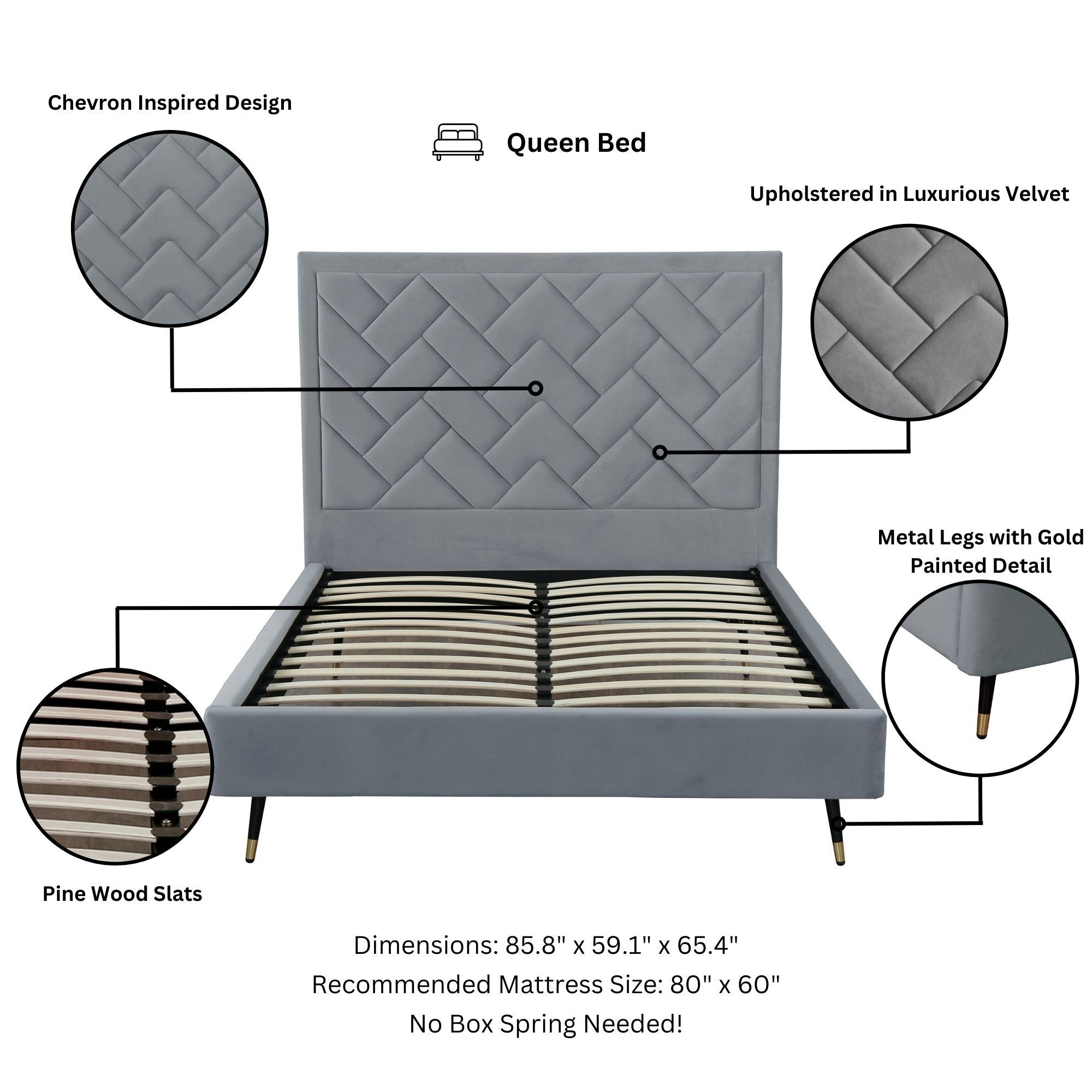 Crosby - Bed With Upholstered Headboard And Slats