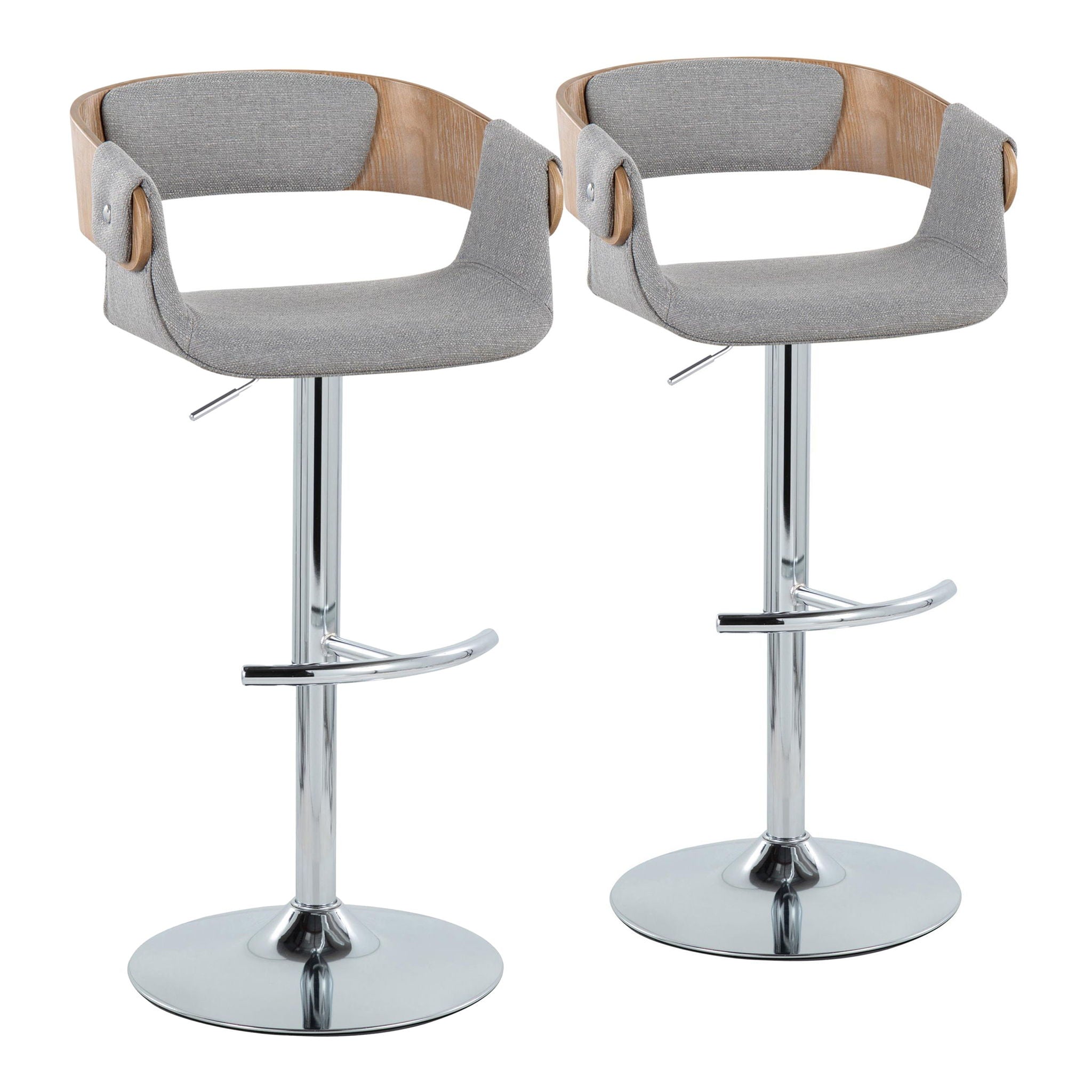 Elisa - Mid Century Modern Adjustable Barstool With Swivel With Rounded T Footrest (Set of 2) - Best Buy Furniture