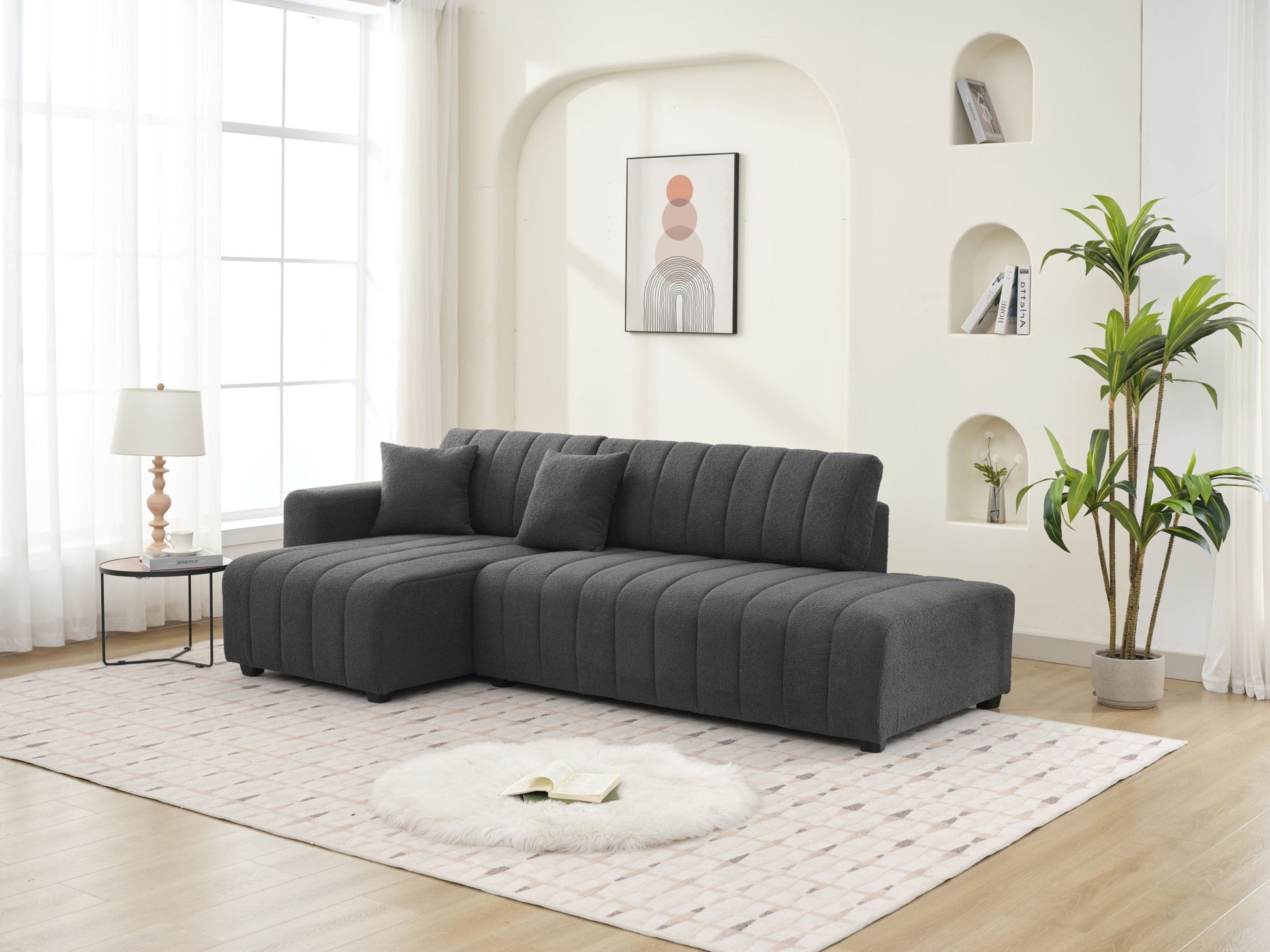 Jessica - Lamb Wool Sectional Sofa With Chaise - Best Buy Furniture