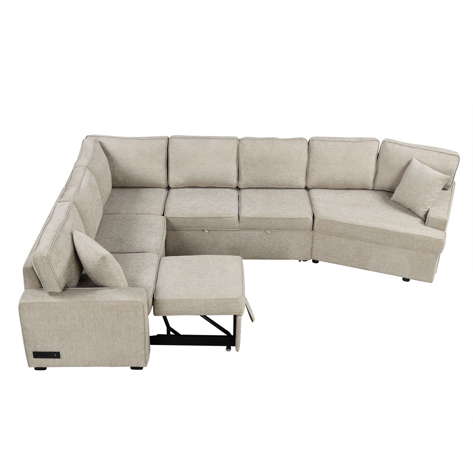 L-Shaped Sofa Sectional Sofa Couch Pull-Out Sofa Bed With Charging Devices And Cup Holders For Living Room - Best Buy Furniture