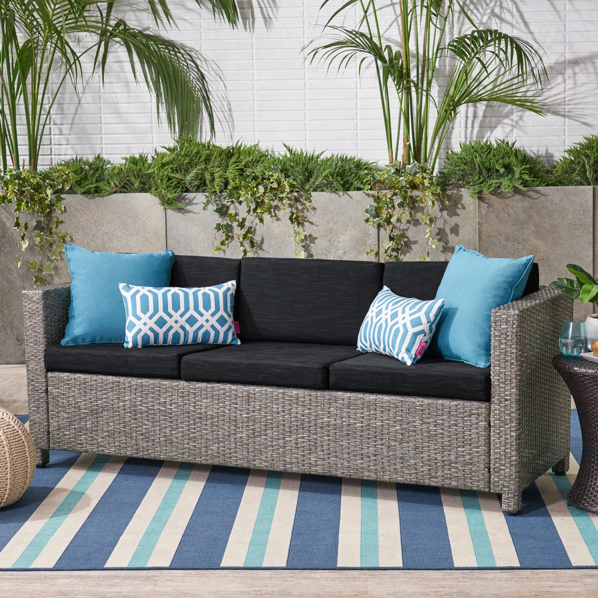 Thalassa - Outdoor 3 Seater Sofa With Removable Cushions And Steel Frame - Best Buy Furniture