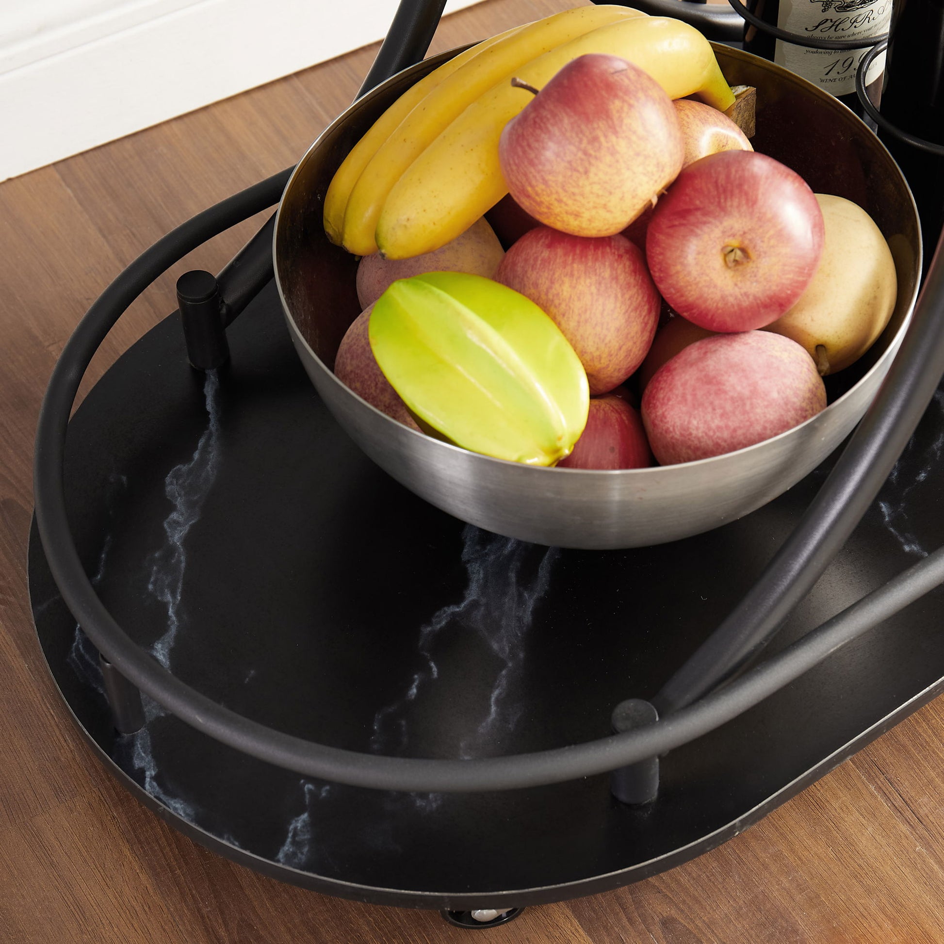 2 Tier Bar Cart, Slide Bar Serving Cart, Retro Style Wine Cart For Kitchen, Beverage Cart With Wine Rack And Glass Holder, Rolling Drink Trolley For Living Room, Dining Room - Black - Best Buy Furniture