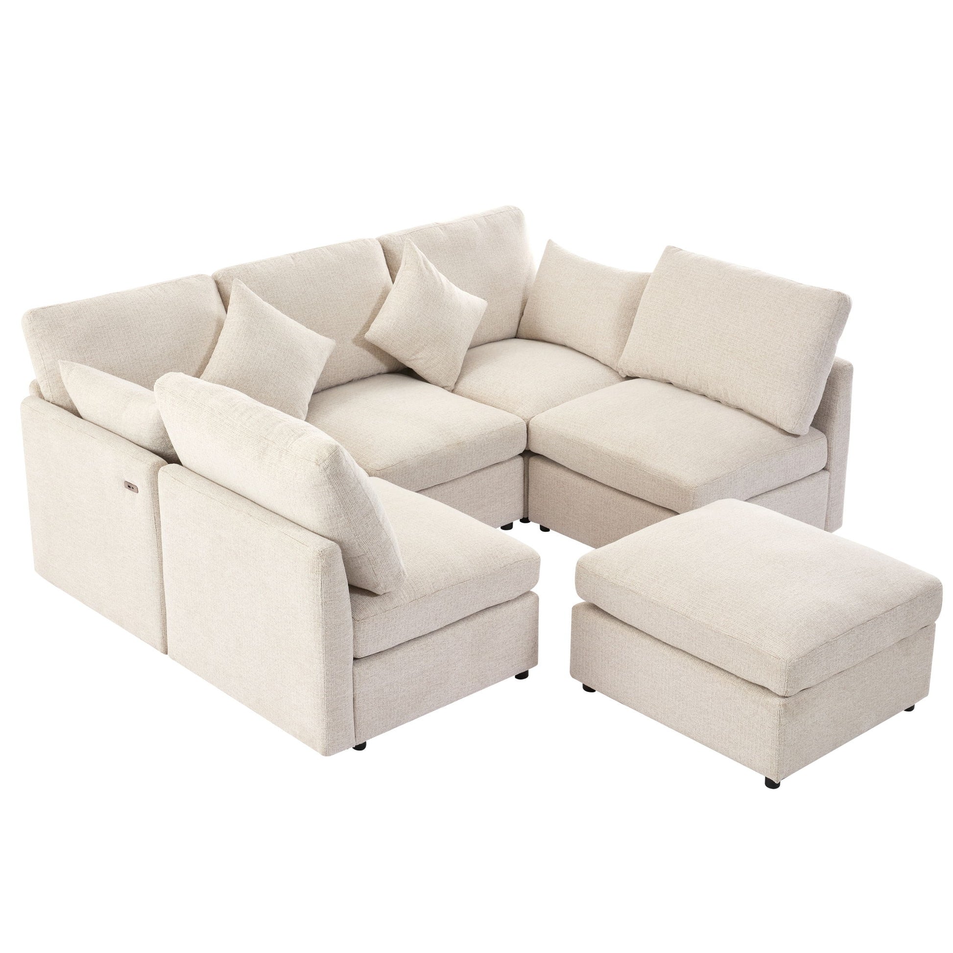 Sectional Sofa Modular U-Shaped With Ottoman & USB Ports - Best Buy Furniture