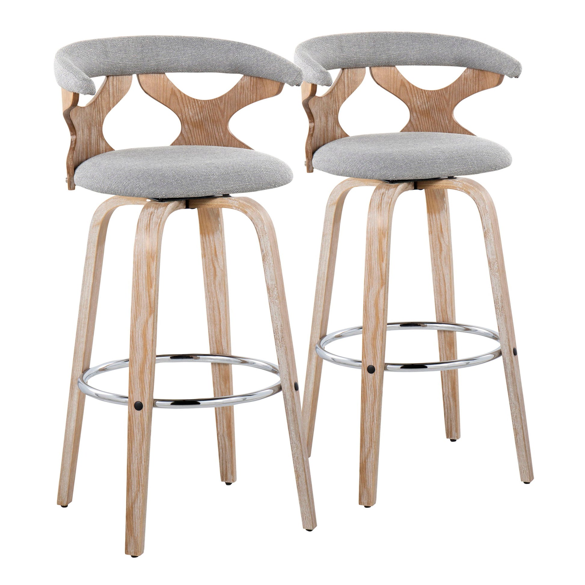 Gardenia - Contemporary Fixed Height Barstool With Swivel With Round Footrest (Set of 2) - Best Buy Furniture