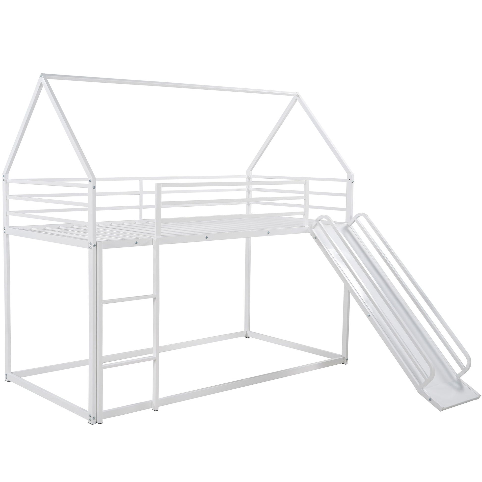 Twin Over Twin House Bunk Bed With Ladder And Slide - Best Buy Furniture