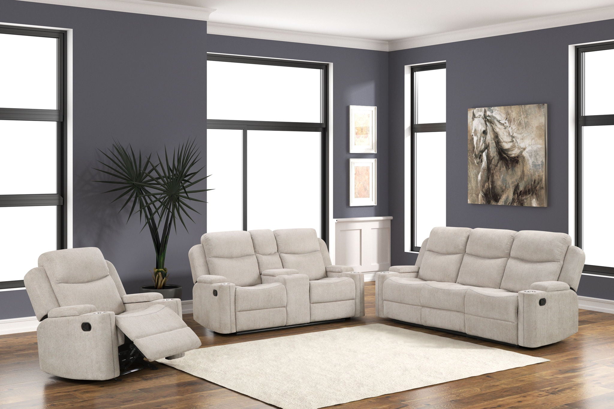 Galya - 3 Piece Living Room Set Sofa Loveseat Chair - Light Gray - Best Buy Furniture