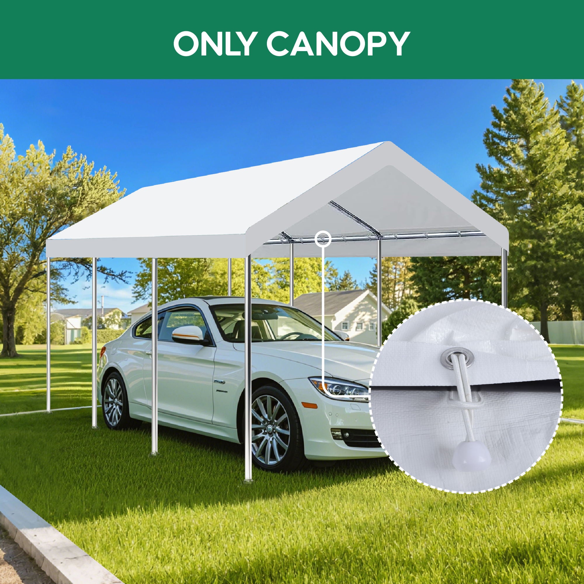 10 X 20 Ft Carport Canopy Cover Replacement Heavy Duty Waterproof Fabric With 36 Bungee Cords UV & Tear Resistant (Cover Only) - White - Best Buy Furniture