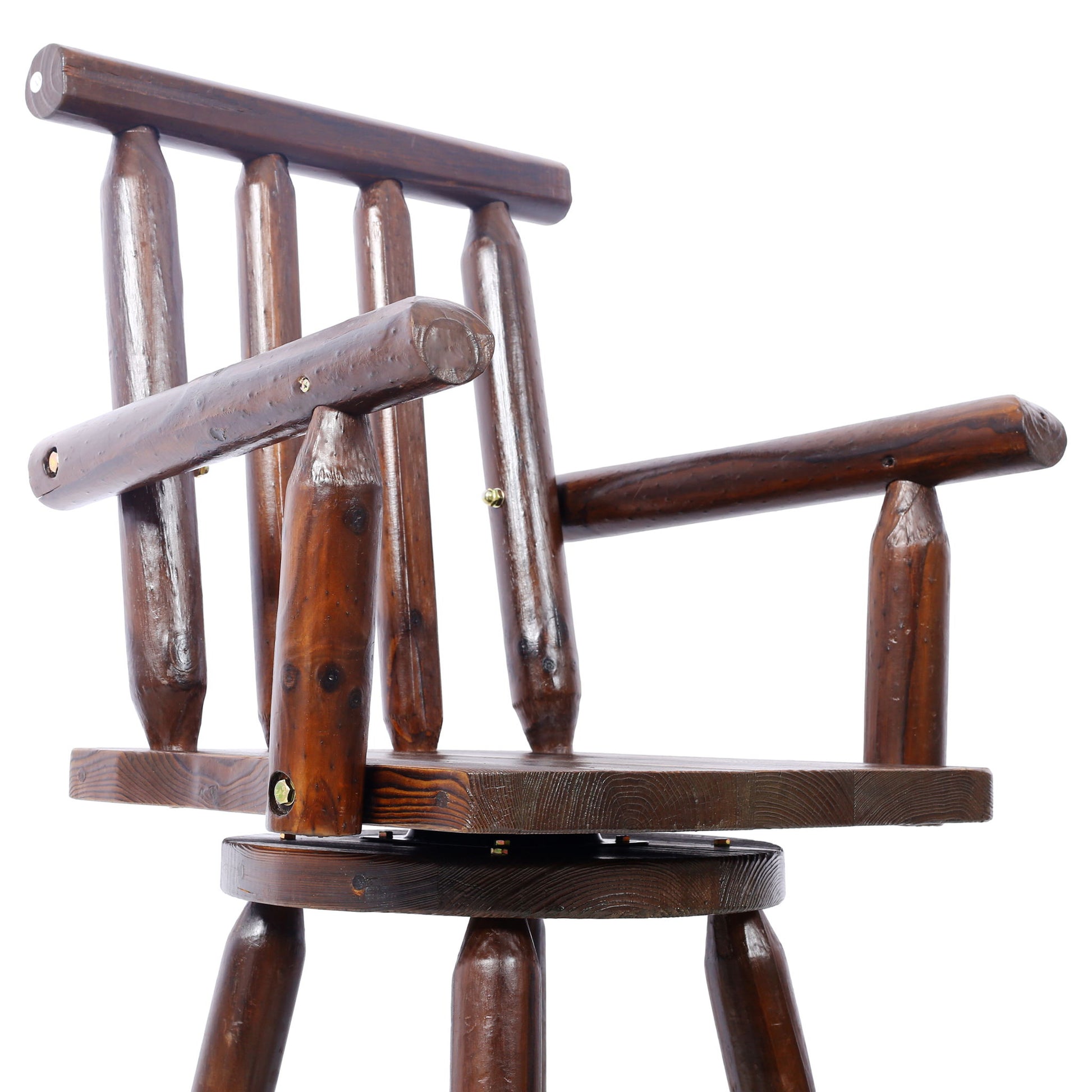 Rustic Bar Stool, Fir Wood Construction, Wide Armrest - Best Buy Furniture