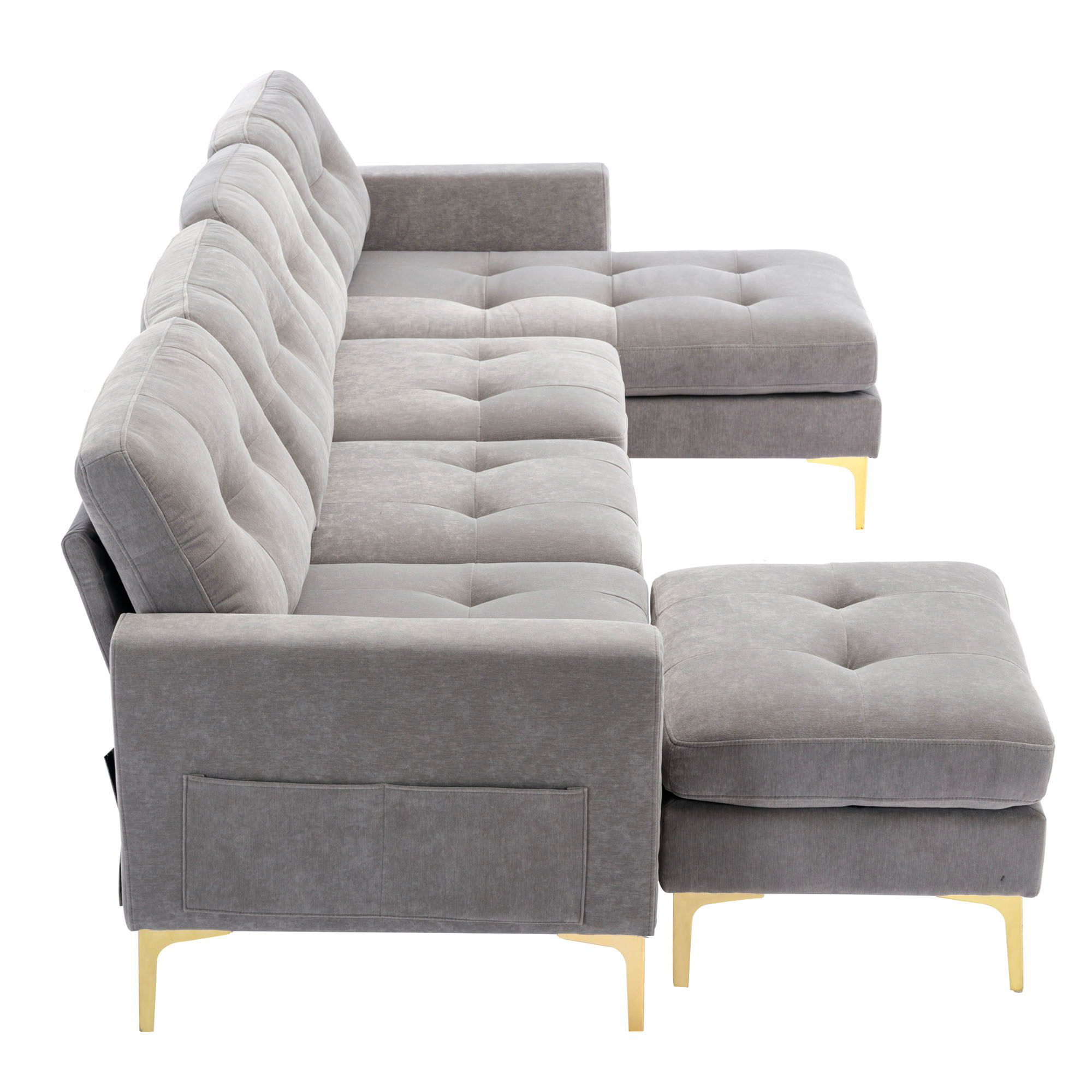 Modern L - Shape Convertible Sectional Sofa With Movable Ottoman - Best Buy Furniture