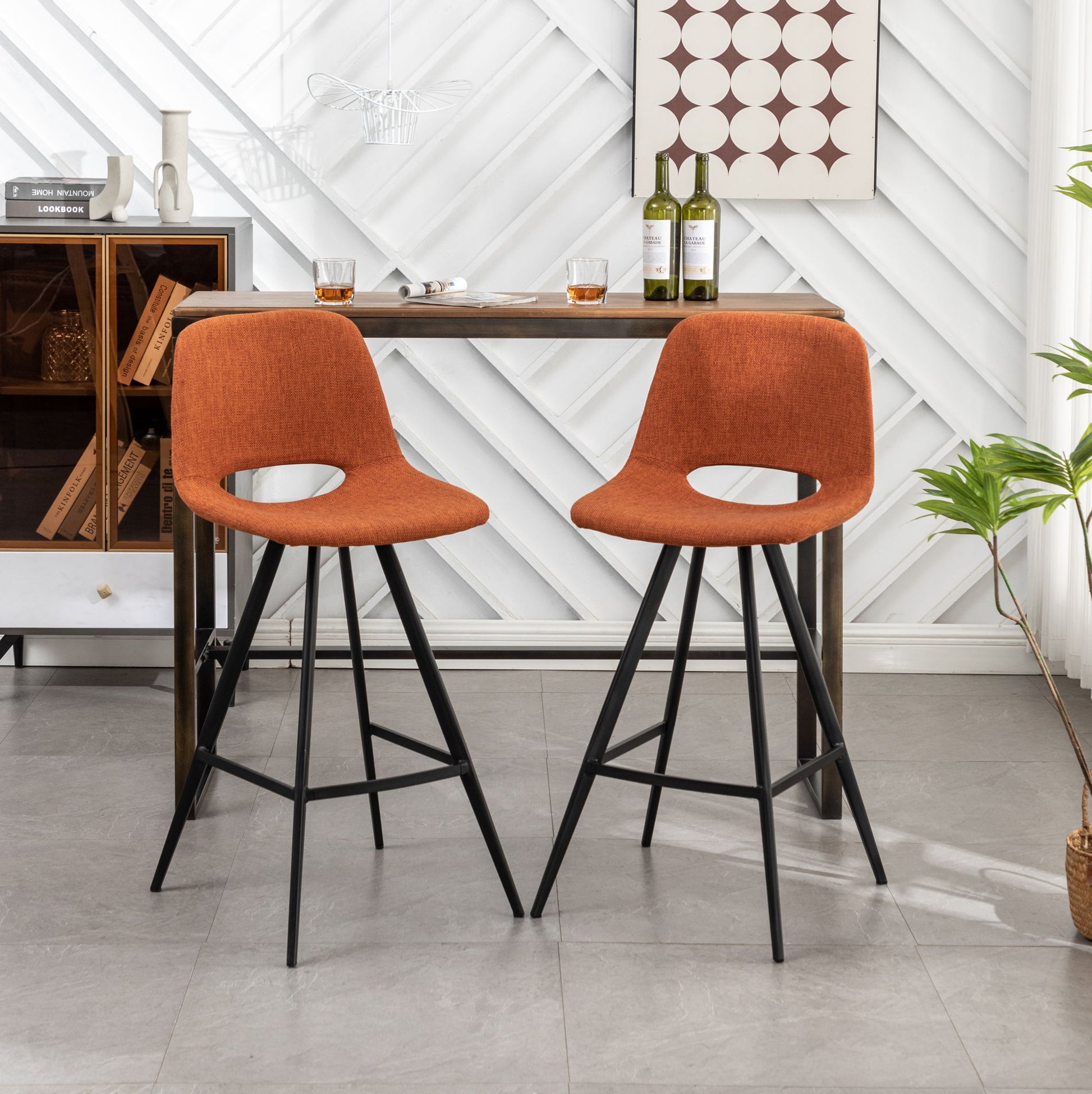 Porth - 28.25" Fabric Kitchen Counter Height Stools (Set of 2) - Orange - Best Buy Furniture