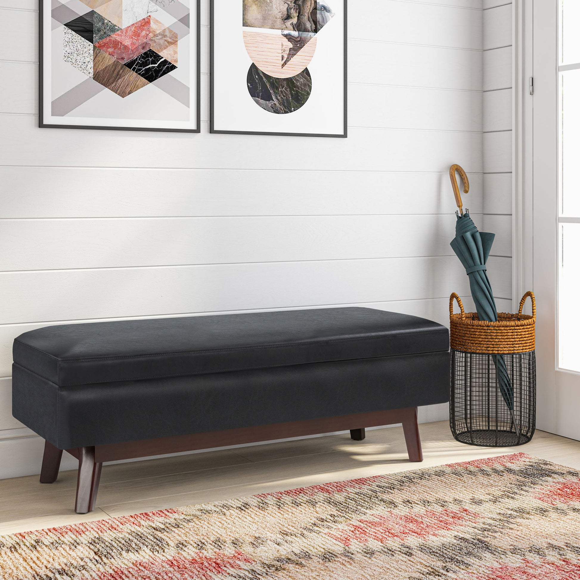 Owen - Rectangular Storage Ottoman - Midnight Black - Best Buy Furniture