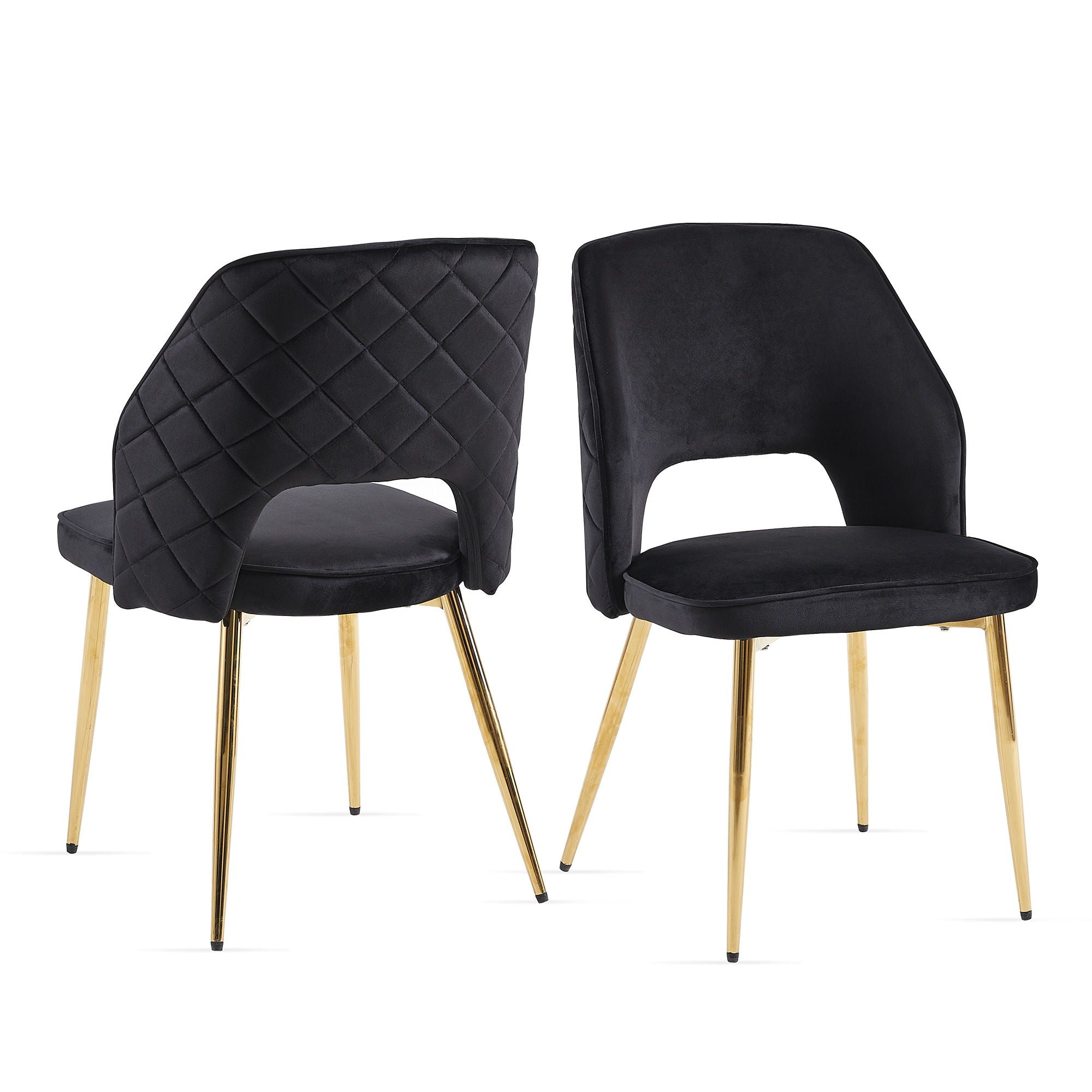 Velvet Dining Chairs With Metal Legs And Hollow Back Upholstered Dining Chairs - Best Buy Furniture