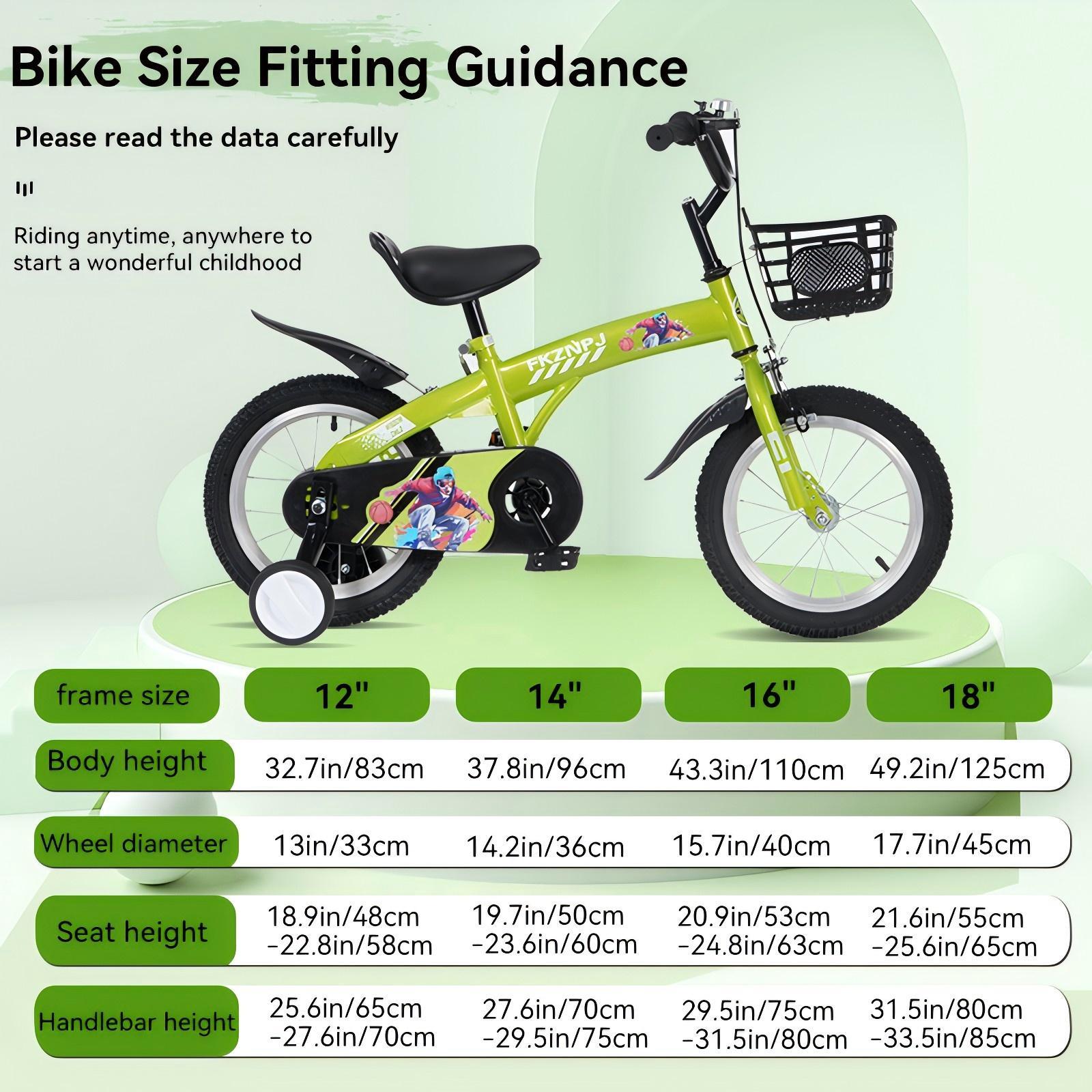 Fkznpj - 16" Sporty Kids Bike With Training Wheels And Stand Adjustable Saddle Suitable For Boys And Girls Aged 4 - 8 Years Tall Height 41 - 46" Available In A Variety Of Colors - Best Buy Furniture