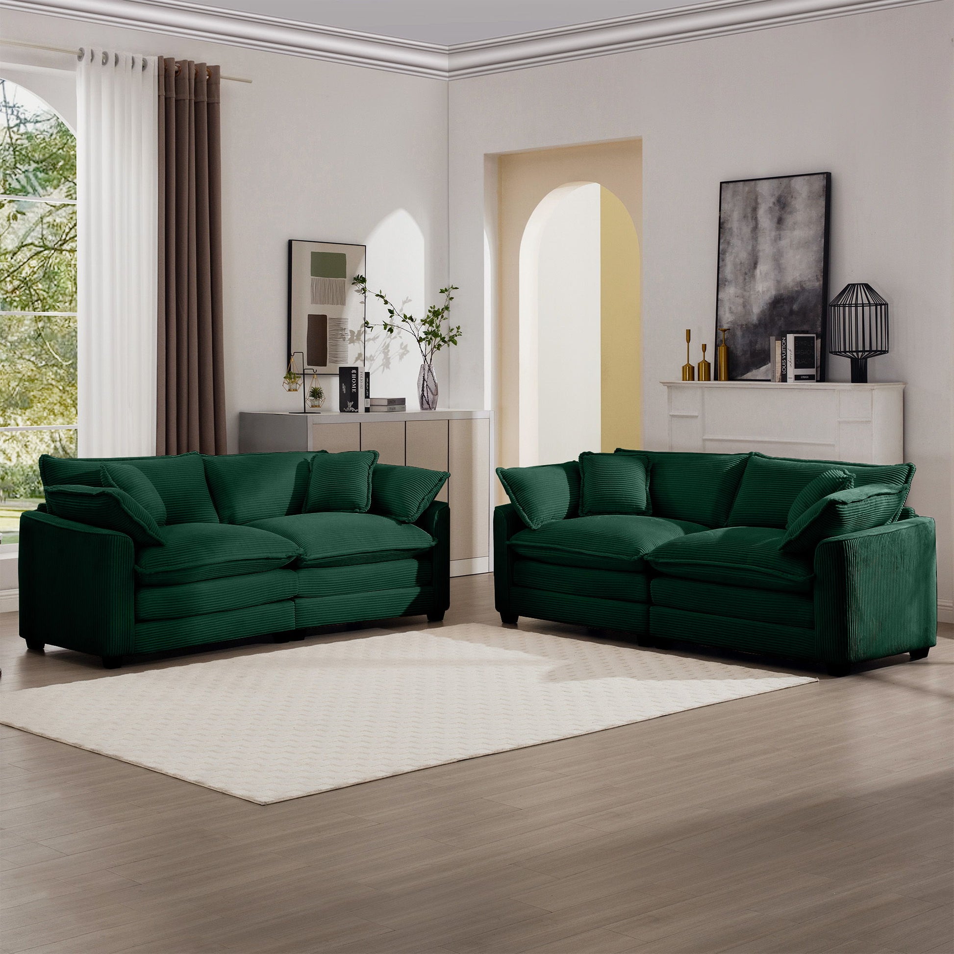 Elegant Corduroy Oversized Sectional Sofa Set With Deep Seats And Flexible Layout - Best Buy Furniture