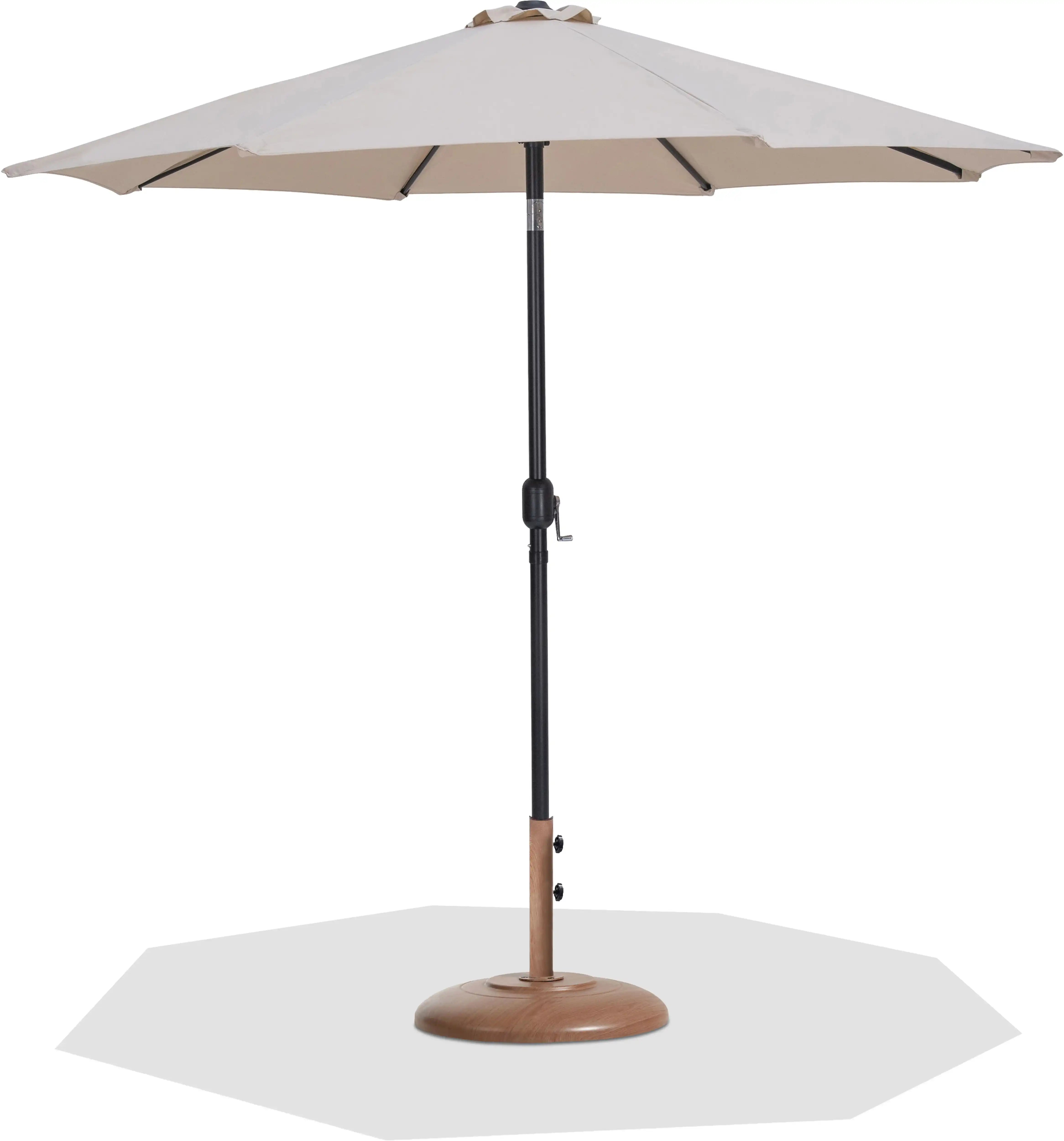 Fiji - Aluminum Patio Umbrella With Round Teak And Black Base - Best Buy Furniture