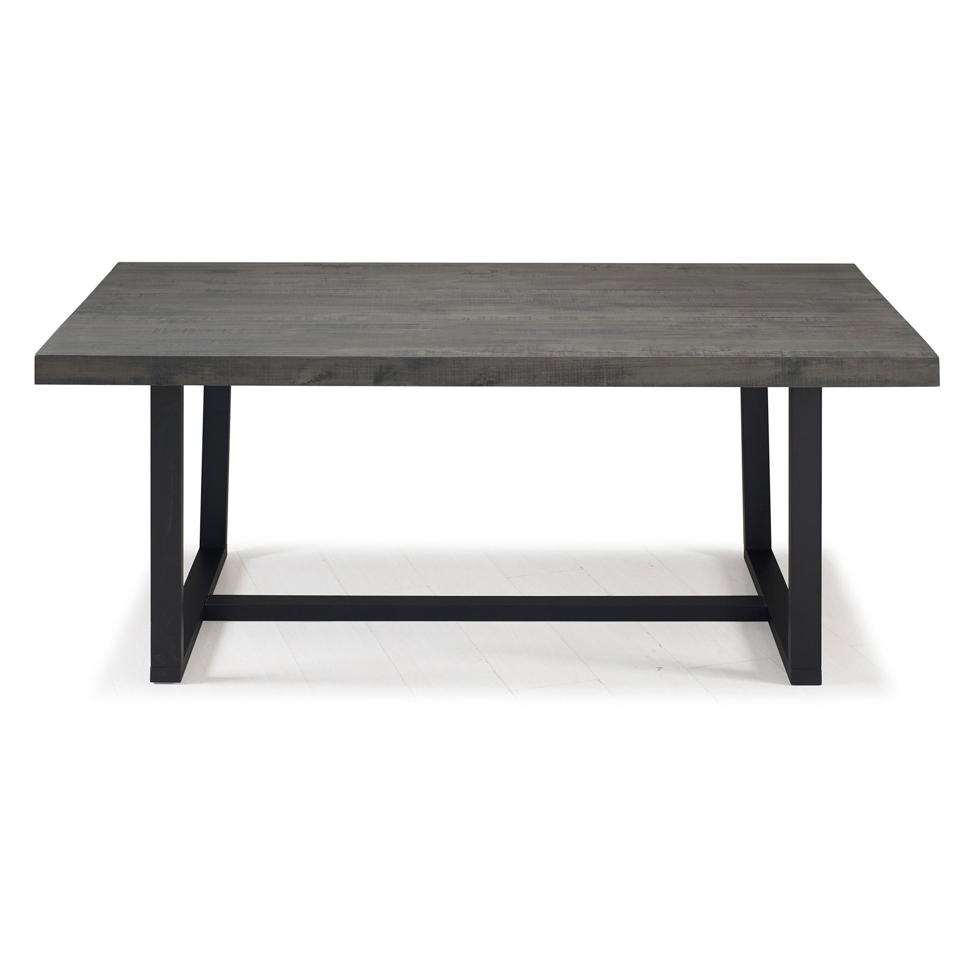 Modern Distressed Solid Wood And Metal Open Frame Dining Table - Best Buy Furniture