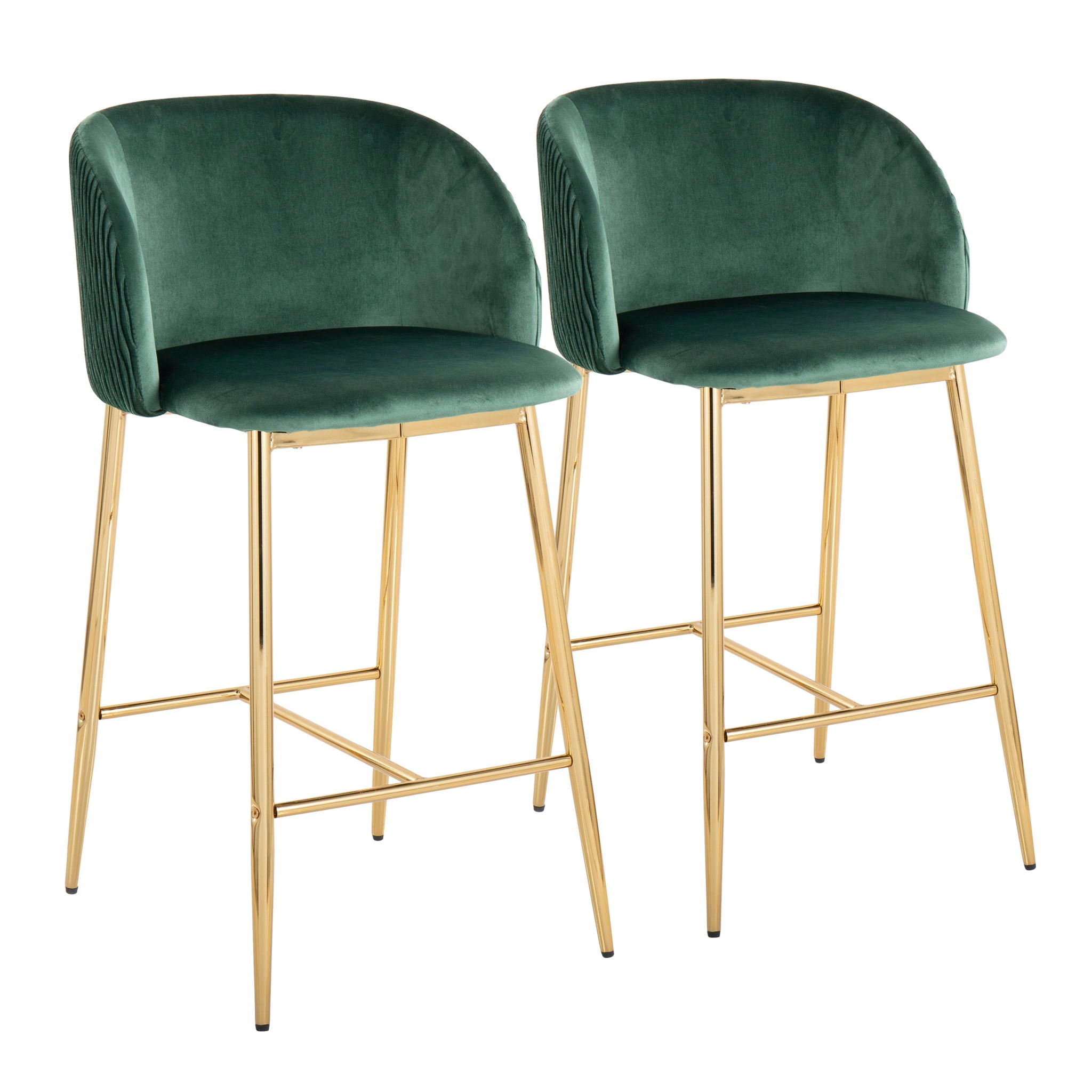 Fran - Pleated Waves Contemporary / Glam Fixed Height Counter Stool (Set of 2) - Best Buy Furniture