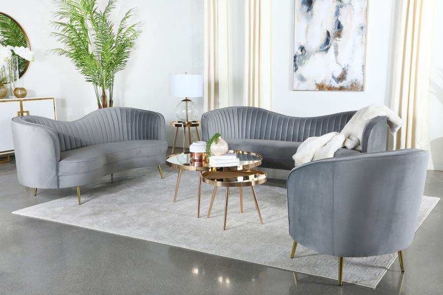 Sophia - Upholstered Channel Tufted Sofa Set - Best Buy Furniture