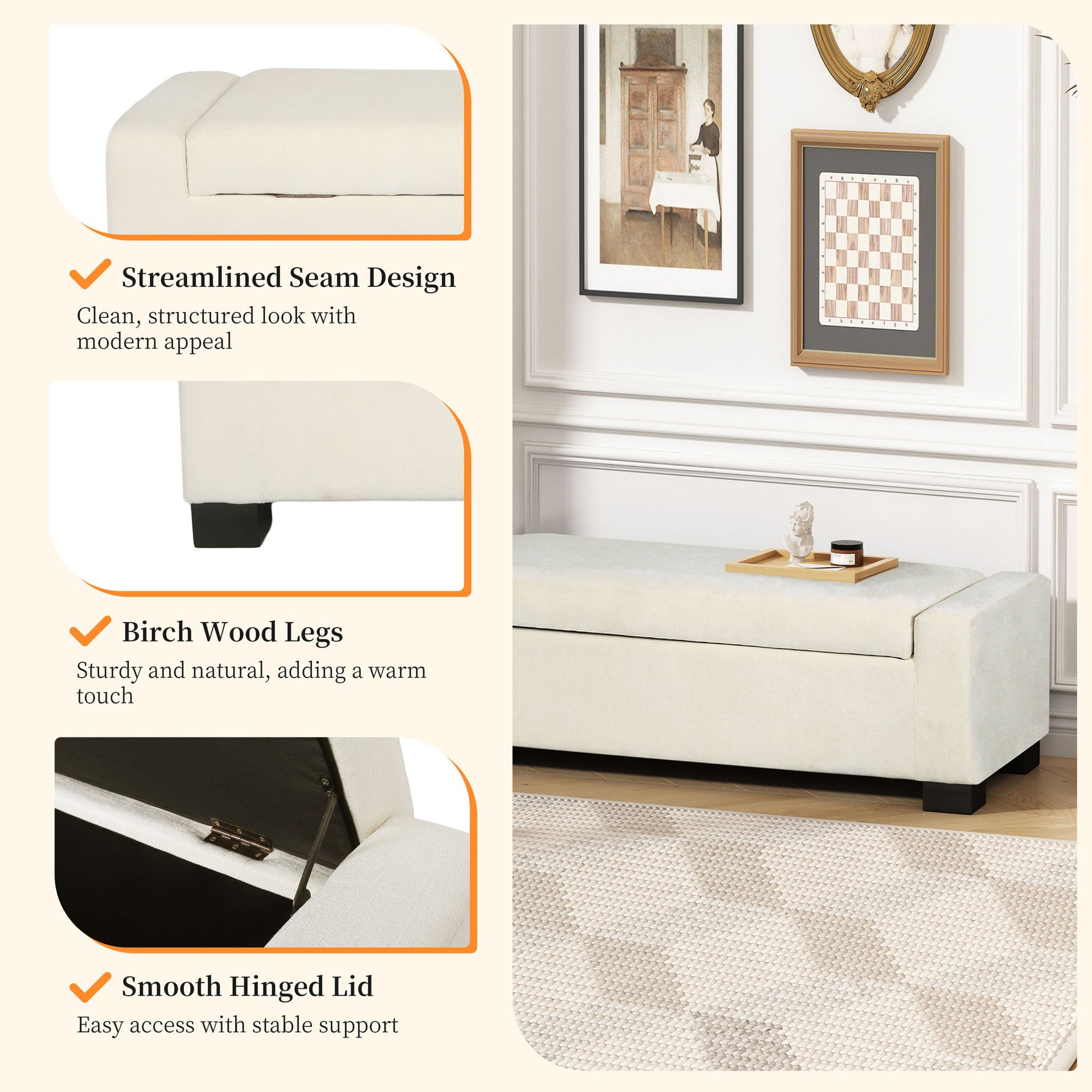 Textured Fabric Ottoman Bench With Hinged Lid - Best Buy Furniture