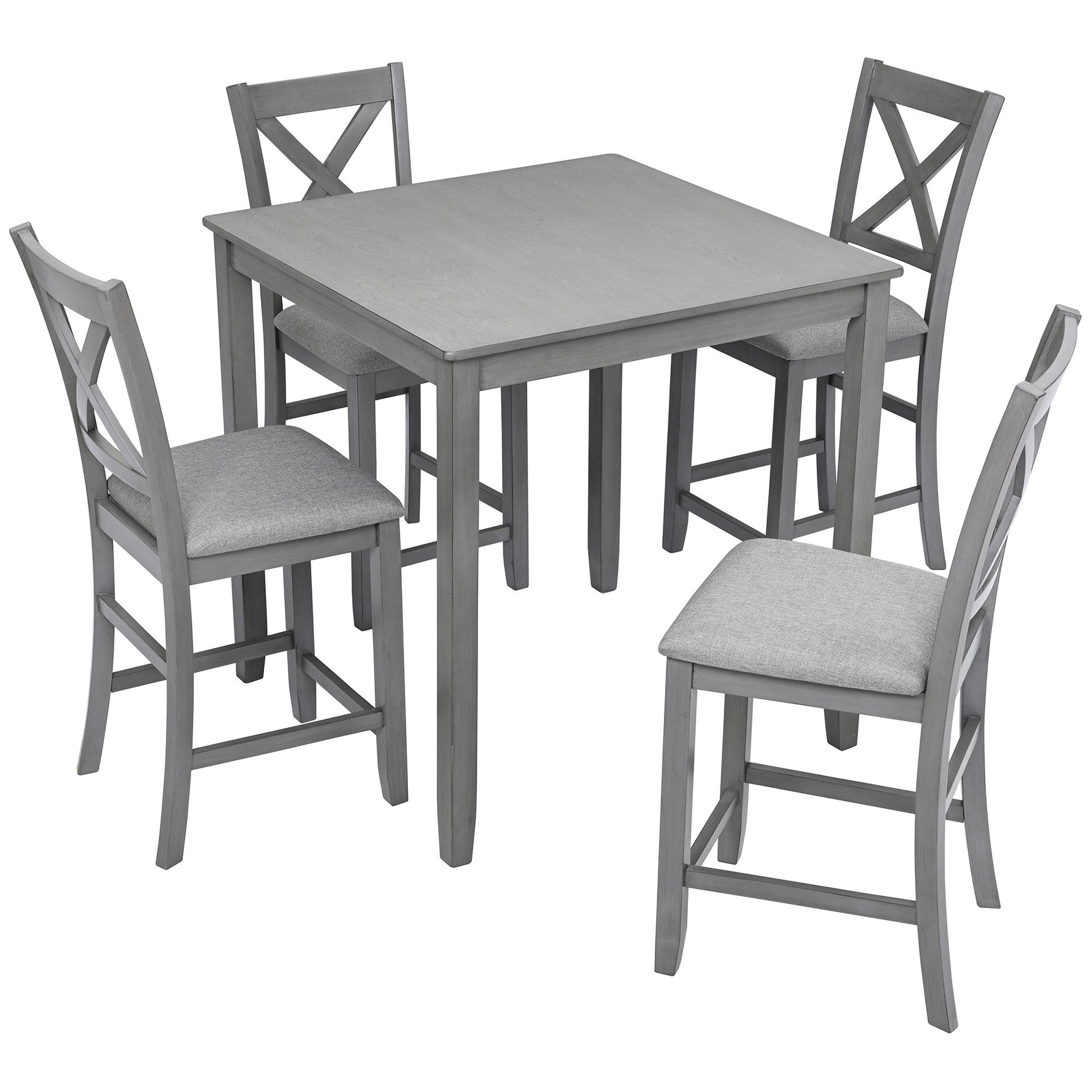 5 Piece Dining Table Set, Wooden Dining Square Table Set For 4 - Best Buy Furniture