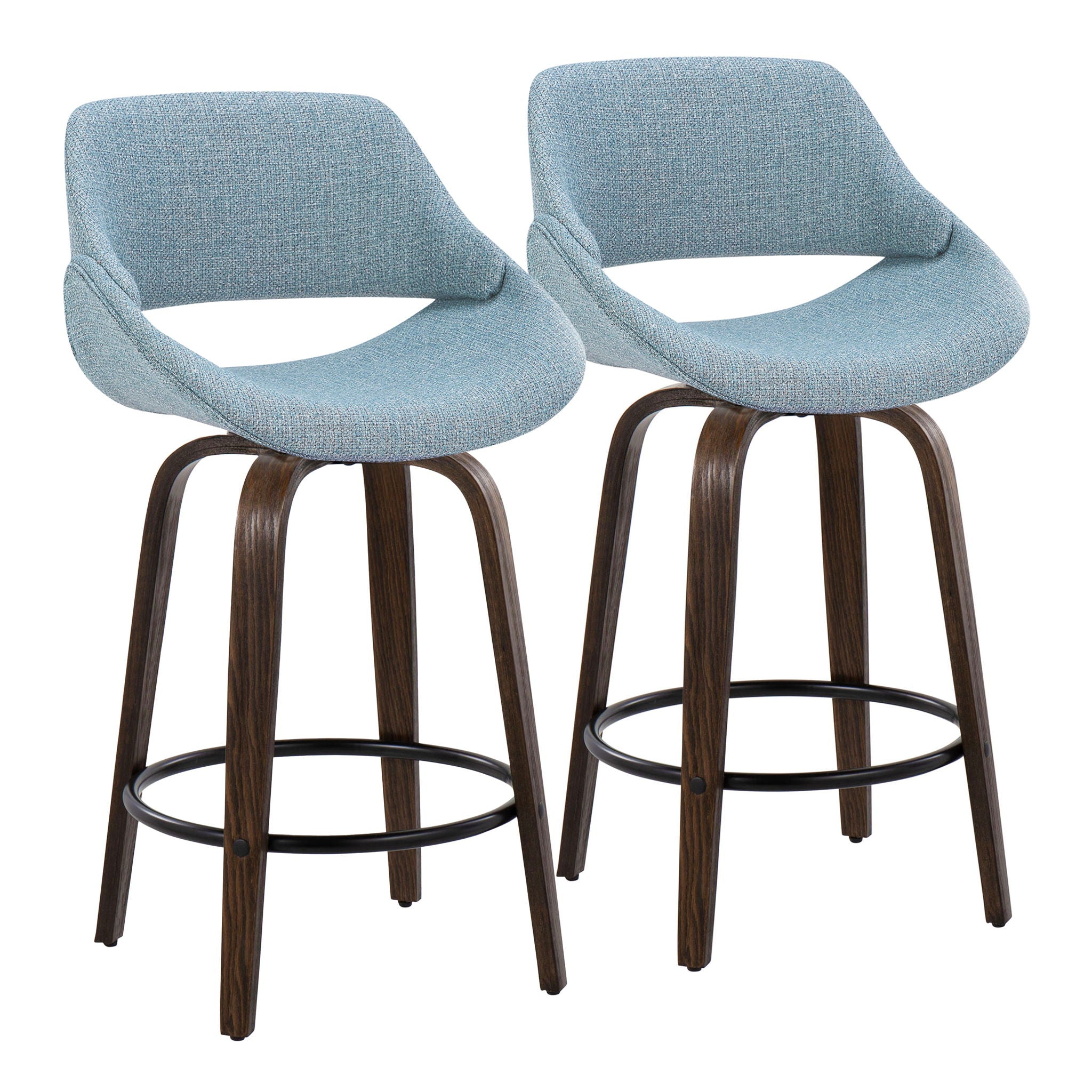 Fabrico - Mid Century Modern Fixed Height Counter Stool & Round Footrest (Set of 2) - Best Buy Furniture