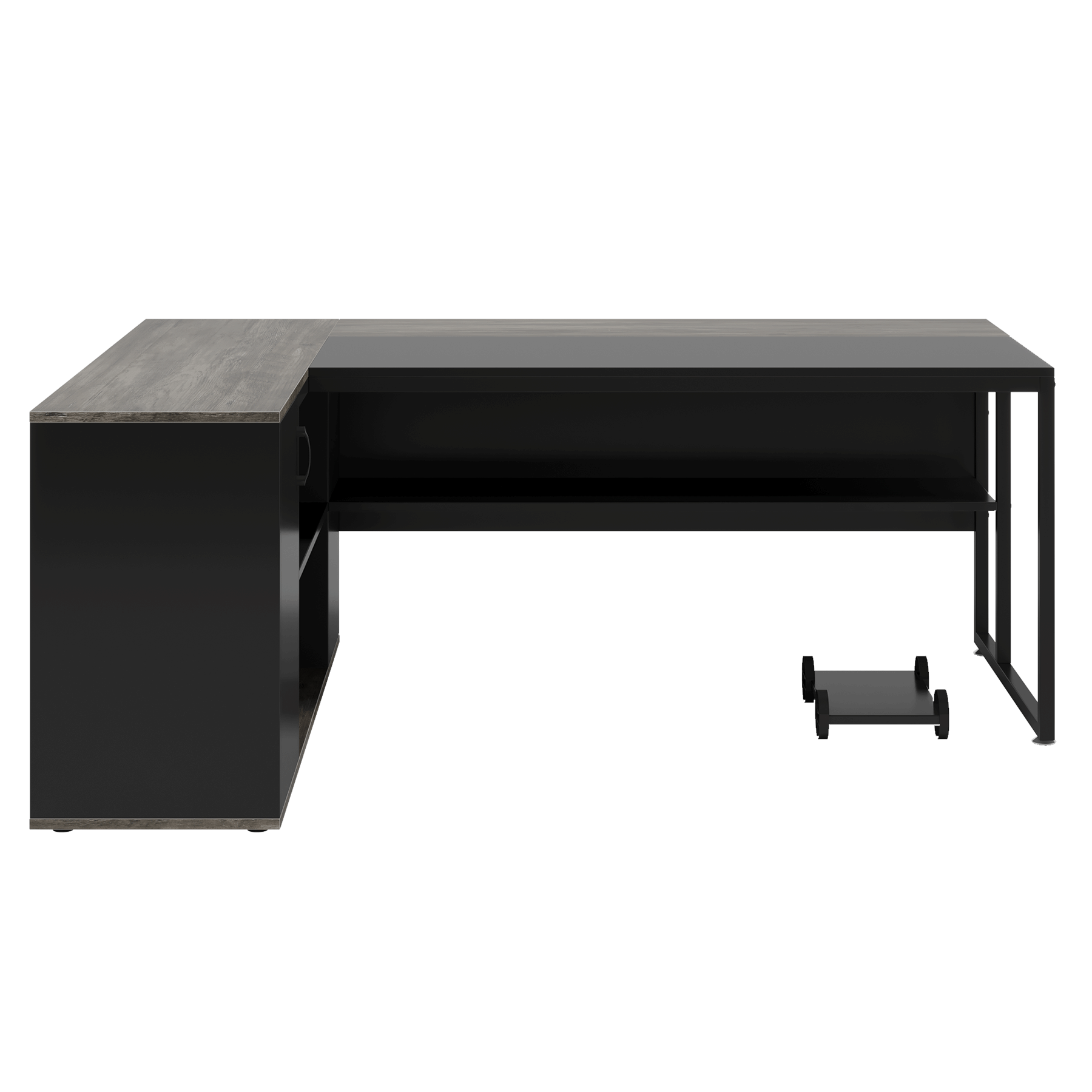 71 inch Executive Desk, L Shaped Desk with Cabinet Storage, Executive Office Table with Shelves, Gray and Black - Best Buy Furniture