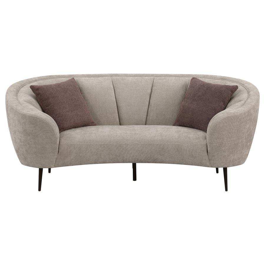 Ellorie - Upholstered Channel Back Curved Loveseat - Beige - Best Buy Furniture