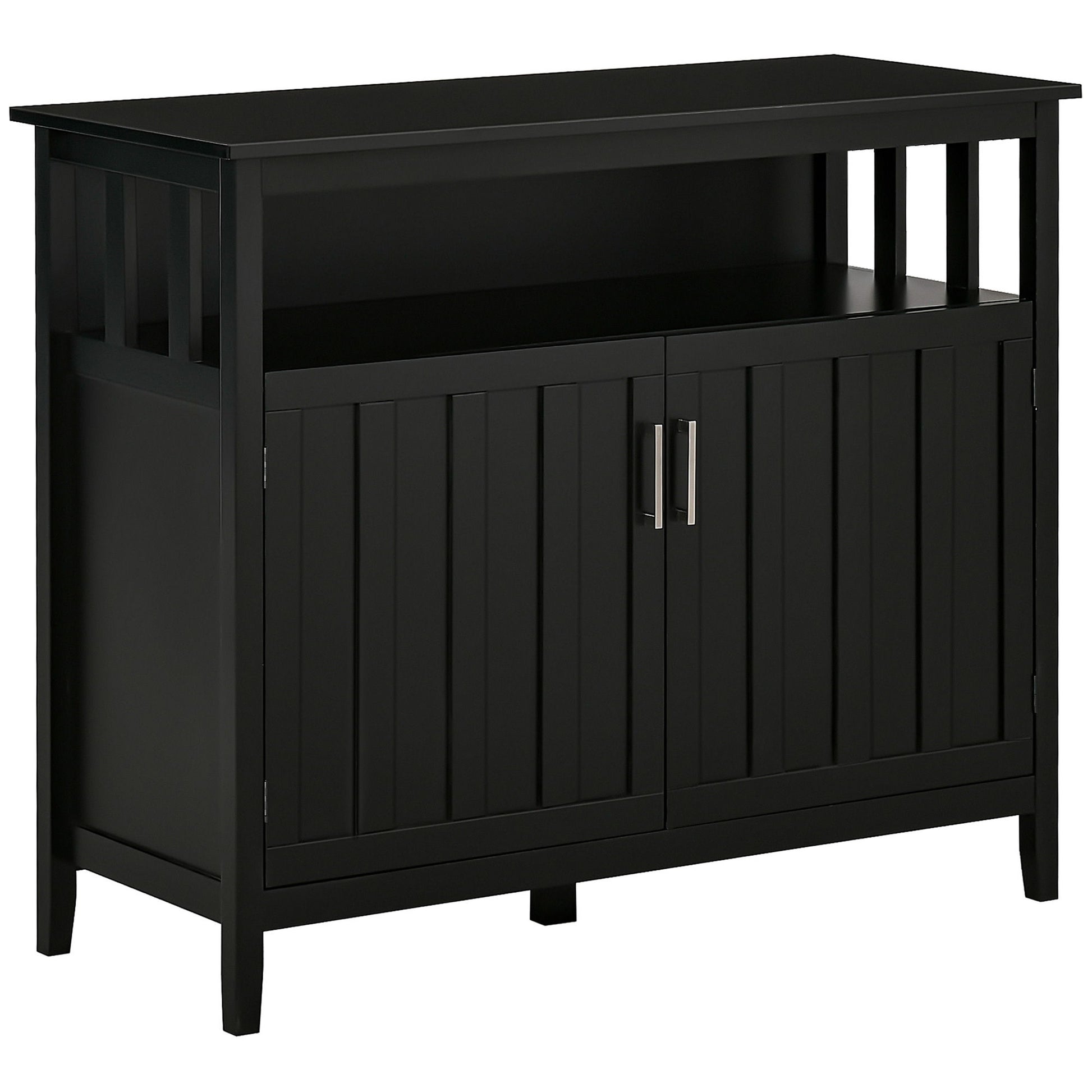 Homcom - Sideboard Buffet Cabinet, Kitchen Cabinet, Coffee Bar Cabinet With 2 Doors And Adjustable Shelves For Entryway Living Room - Black - Best Buy Furniture
