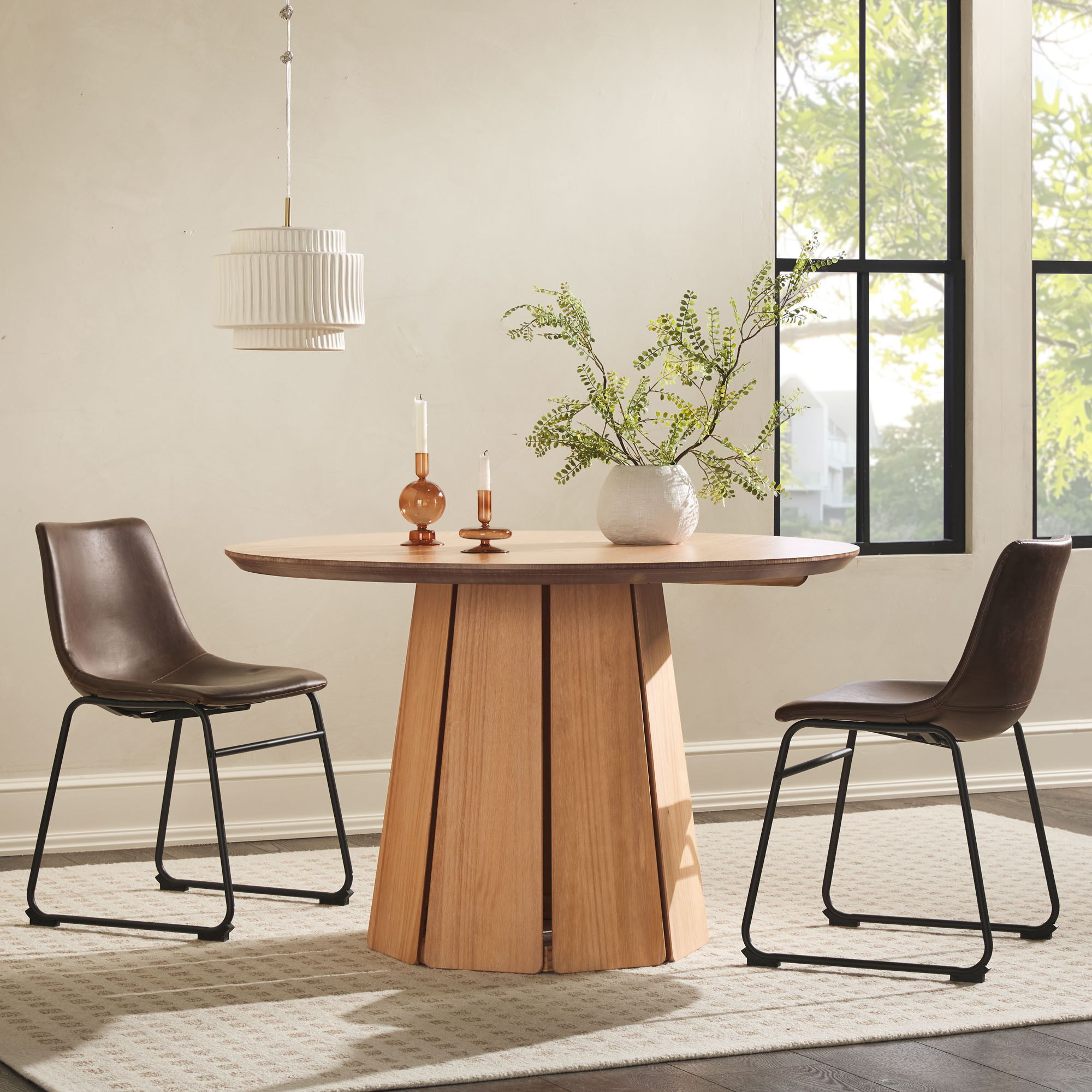 Round Pedestal Dining Table - Light Brown - Best Buy Furniture