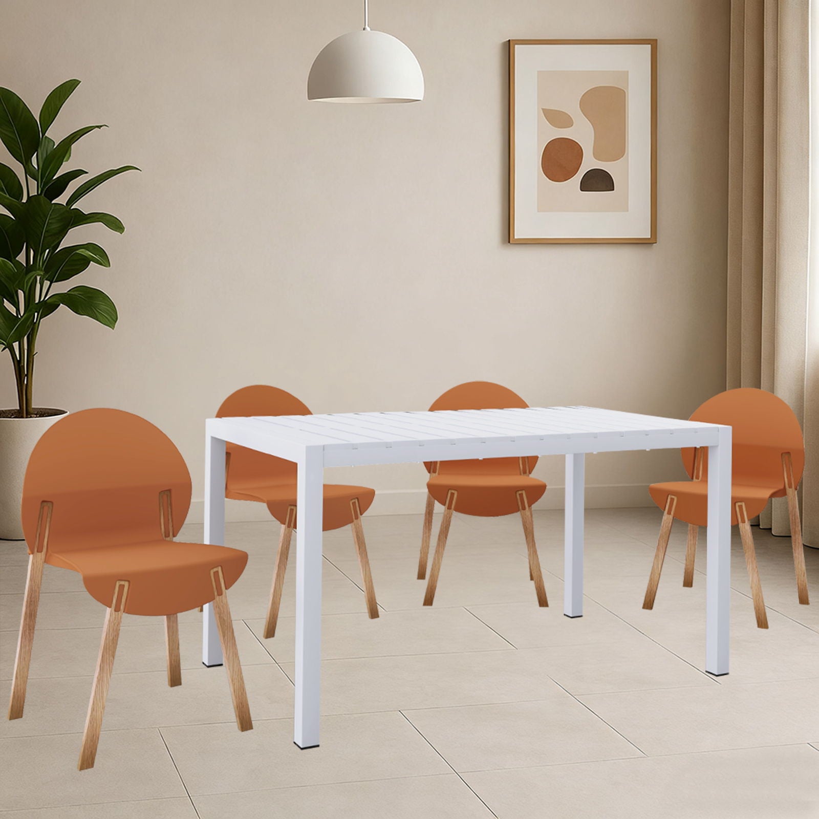 4 Piece Set Of Single Chairs With Long Table - Best Buy Furniture