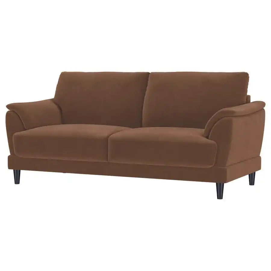 Selma - Velvet Upholstered Crescent Arm Sofa - Rust - Best Buy Furniture