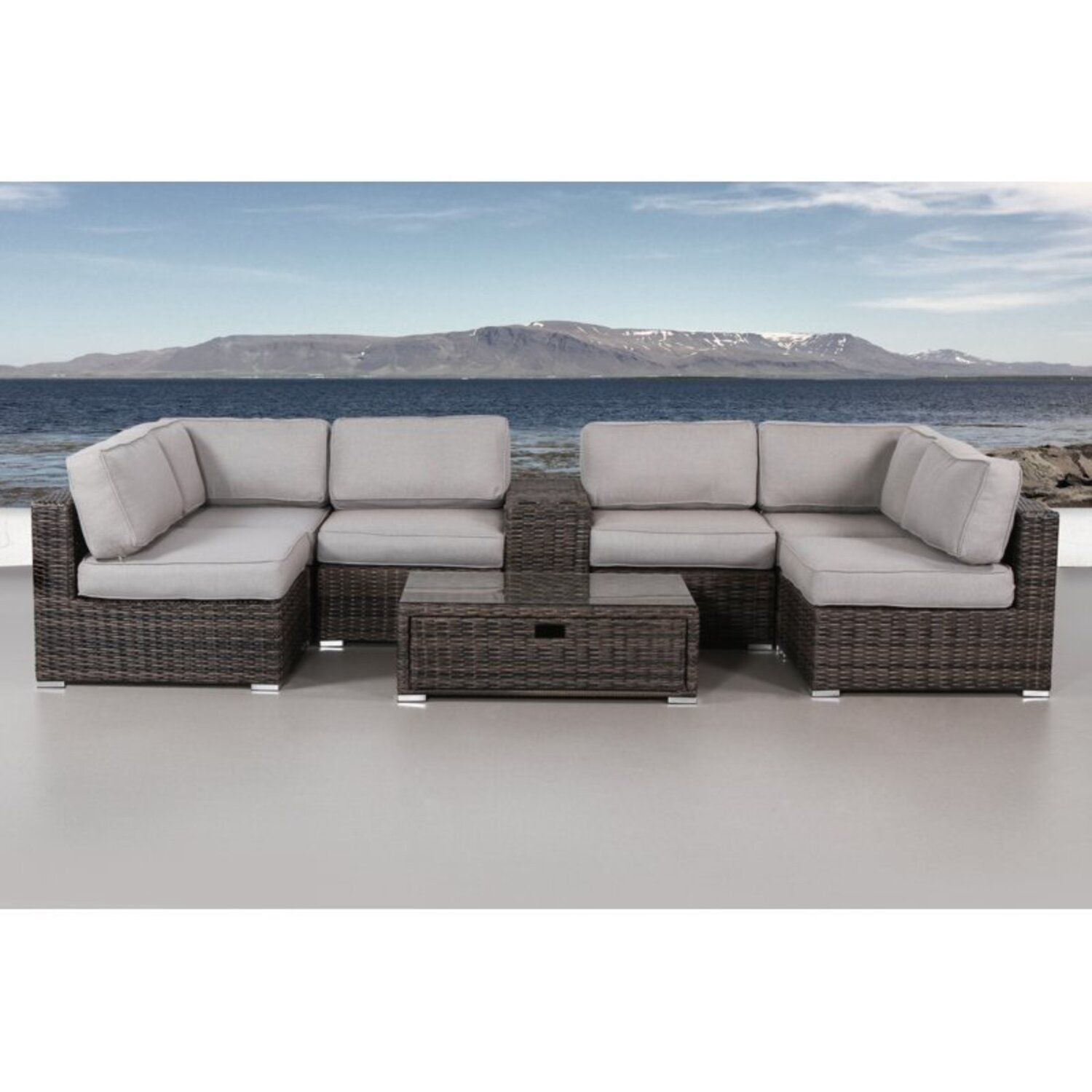 Elegant 4 Person Wicker Patio Seating Set With Cushions And Glass Top Table - Best Buy Furniture