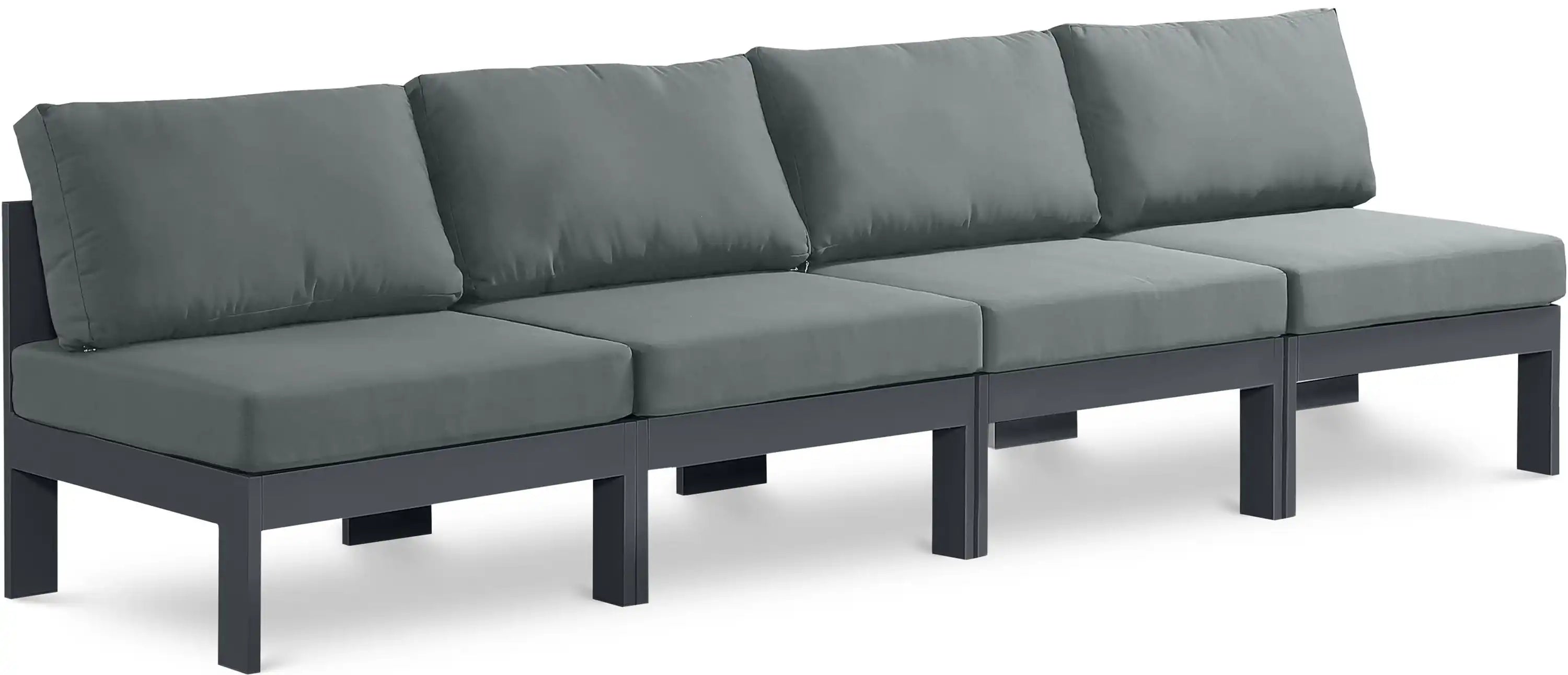 Nizuc - Outdoor Patio 4 Seat Armless Modular Sofa With Gray Frame - Best Buy Furniture