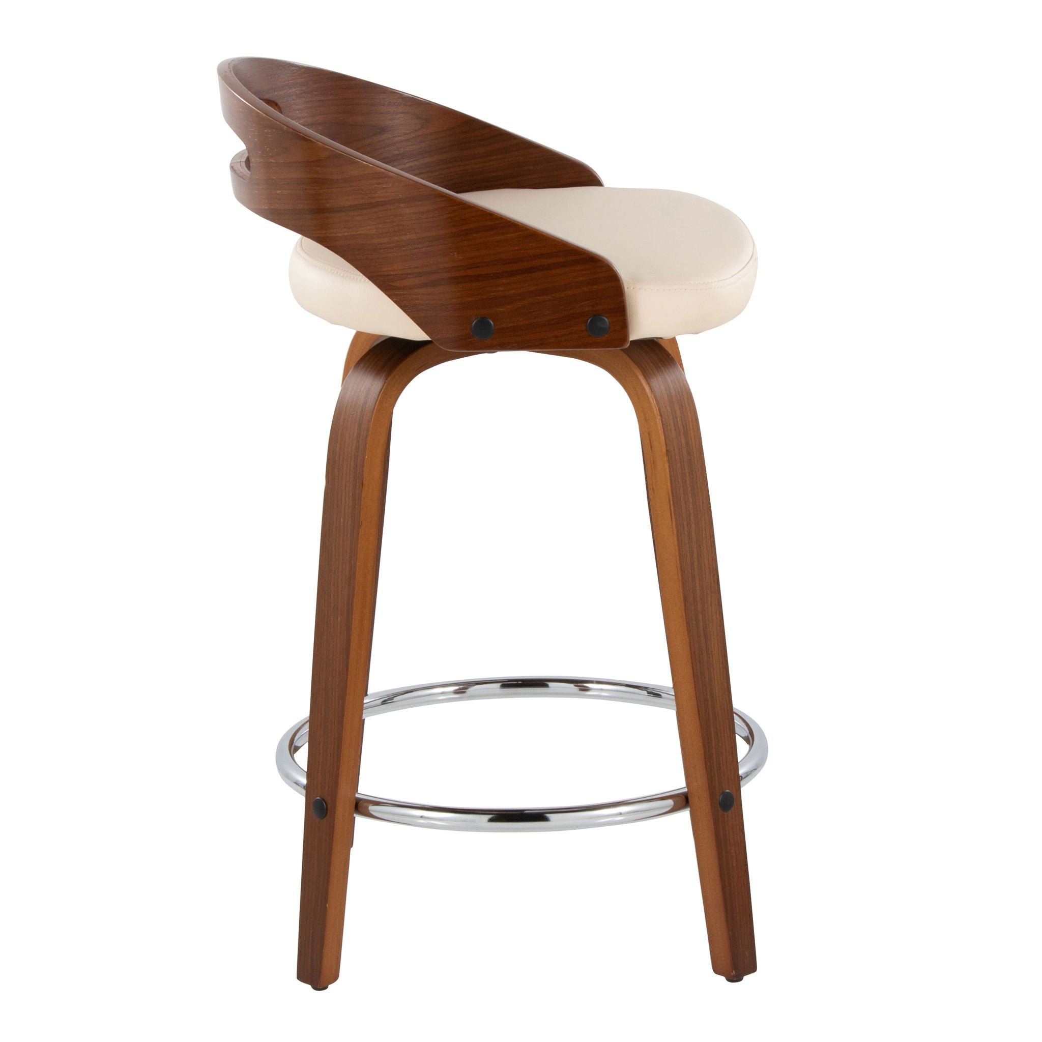 Cassis - Mid-Century Modern Fixed Height Counter Stool With Swivel (Set of 2) - Beige / Walnut - Best Buy Furniture