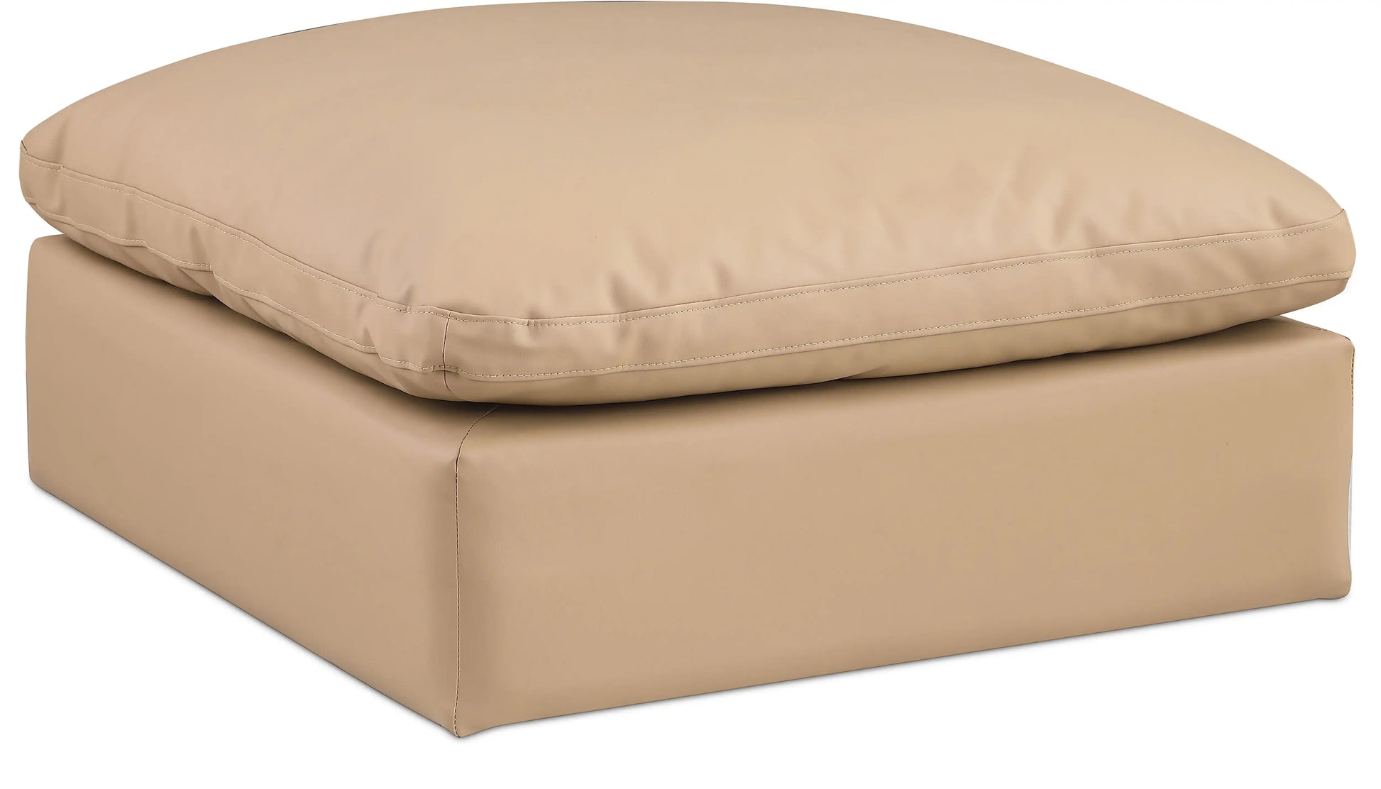 Comfy - Faux Leather Ottoman - Tan - Best Buy Furniture