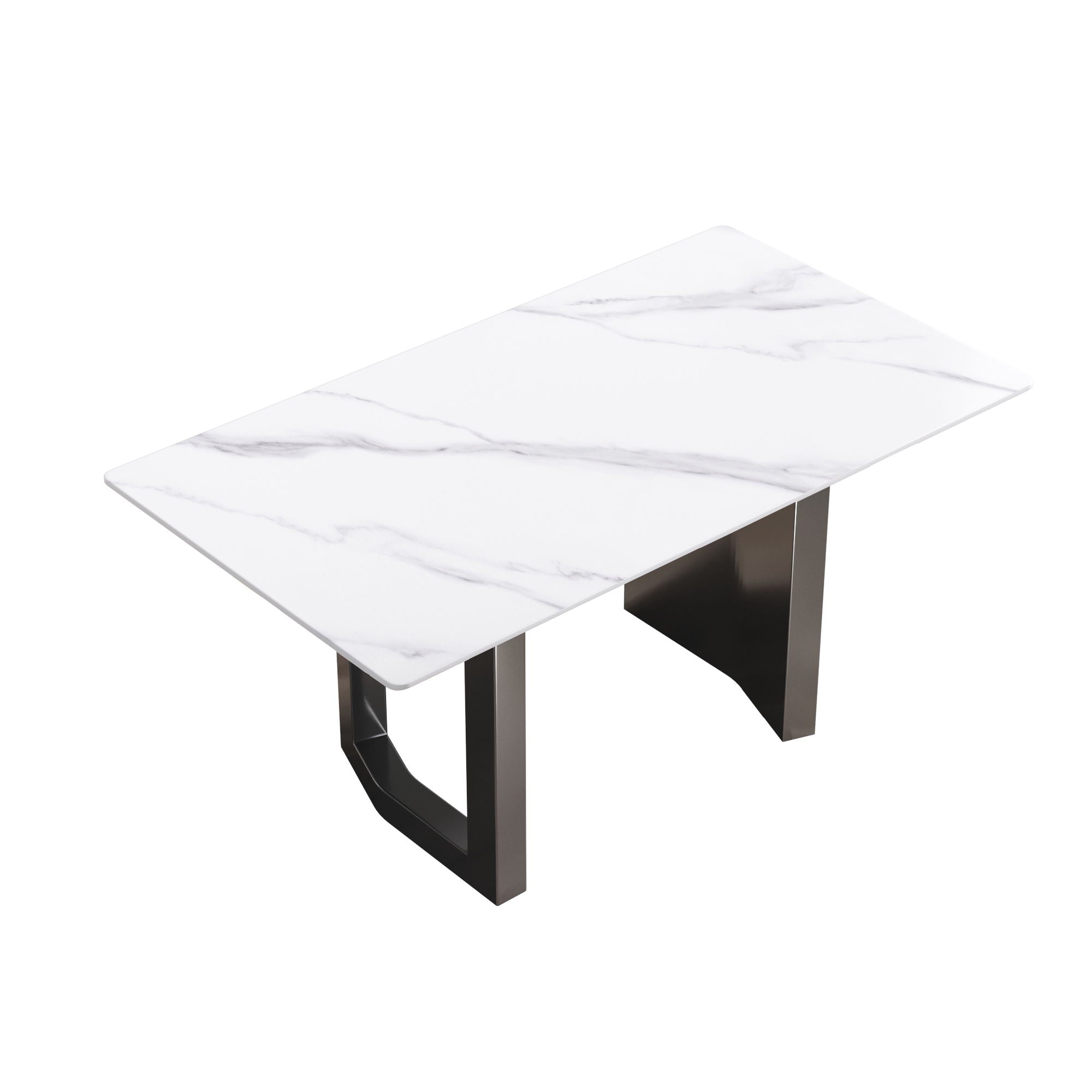 Modern Artificial Stone White Straight Edge Metal Leg Dining Table - Best Buy Furniture