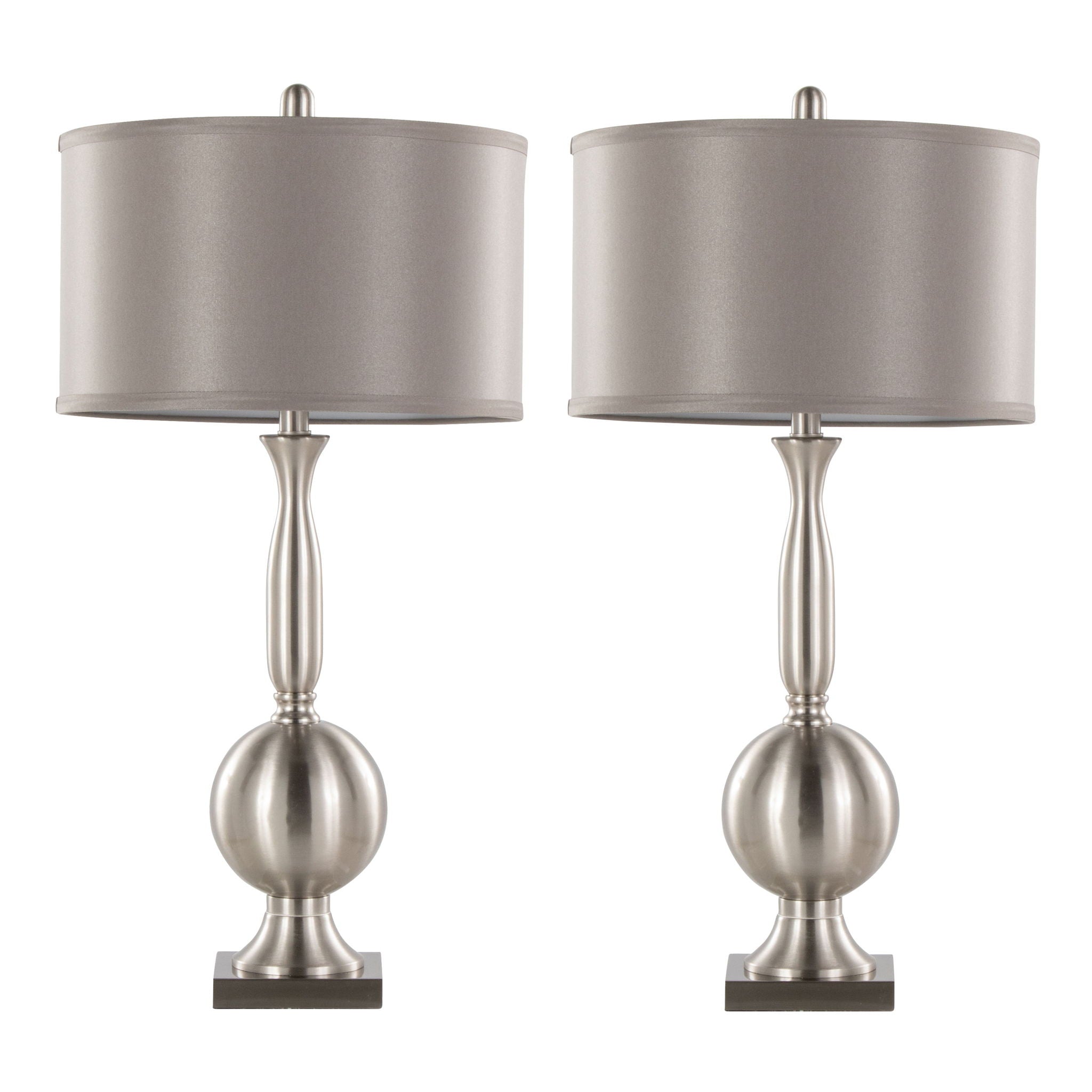 Joan - Contemporary Table Lamp (Set of 2) - Nickel / Gray Satin - Best Buy Furniture