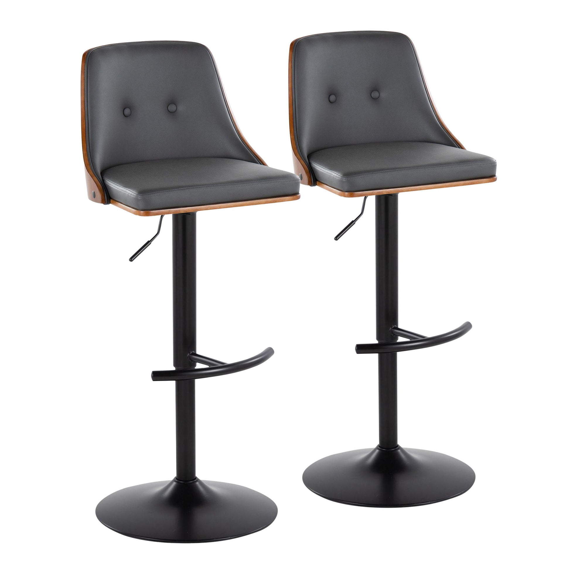 Gianna - Mid Century Modern Adjustable Barstool, Swivel With Rounded T Footrest (Set of 2) - Best Buy Furniture