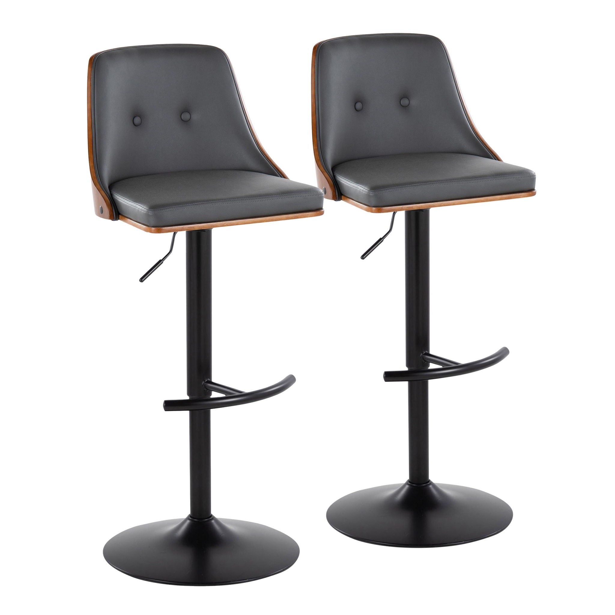Gianna - Mid Century Modern Adjustable Barstool, Swivel With Rounded T Footrest (Set of 2) - Best Buy Furniture