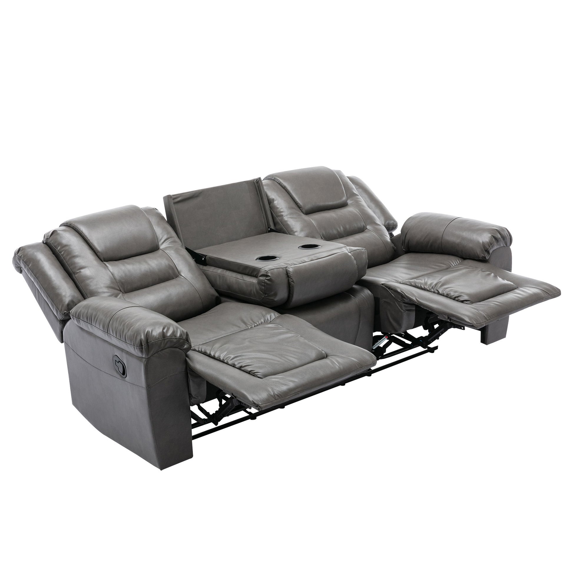 Home Theater Recliner Set Manual Recliner Chair With Wide Armrest, Two Built-In Cup Holders For Living Room - Best Buy Furniture
