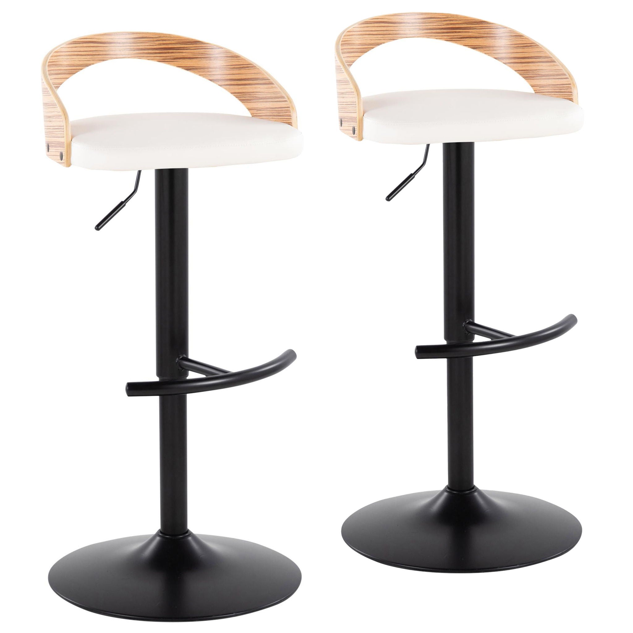 Grotto - Contemporary Adjustable Barstool With Swivel With Rounded T Footrest Elegant Design (Set of 2) - Best Buy Furniture