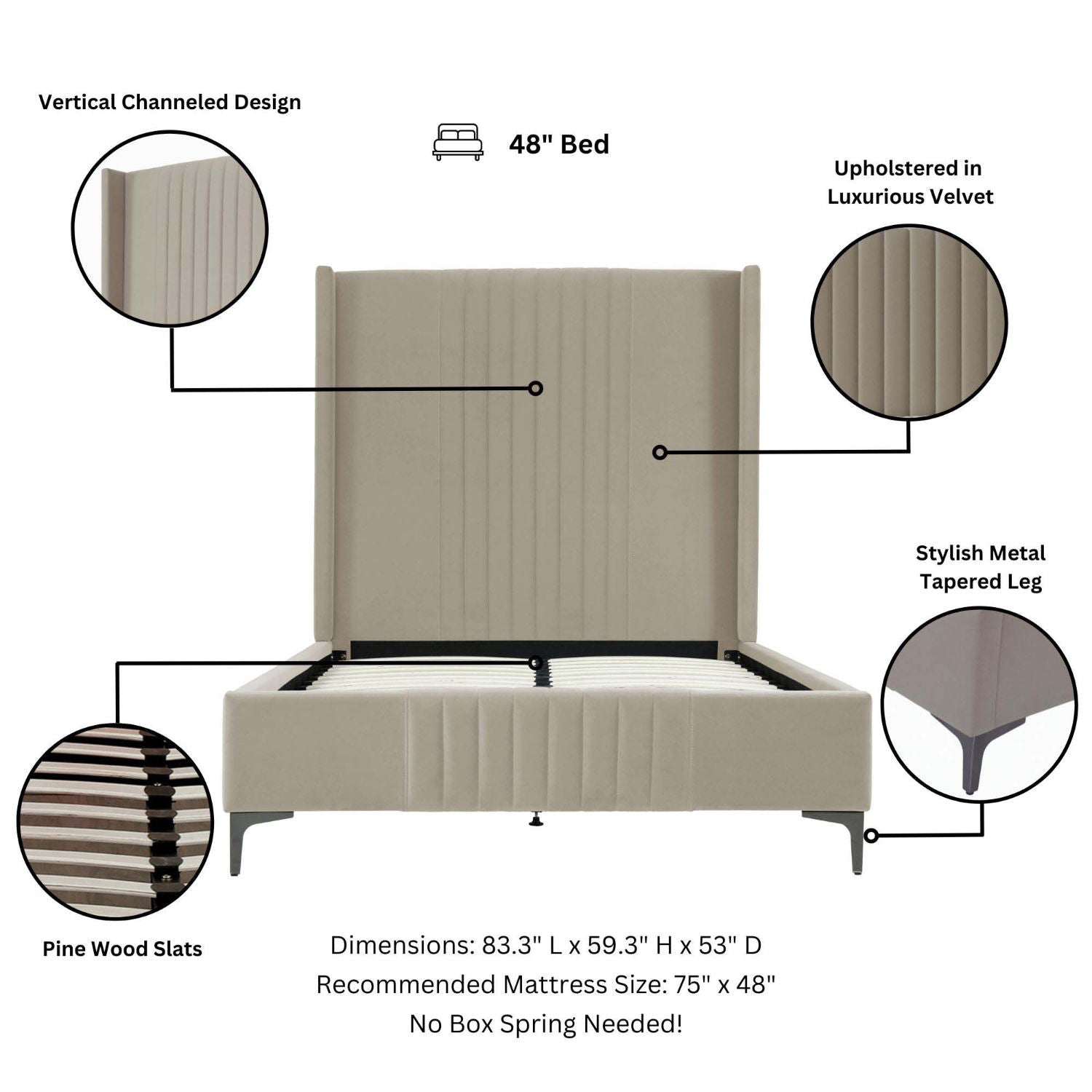 Promenade - Bed With Upholstered Headboard And Slats