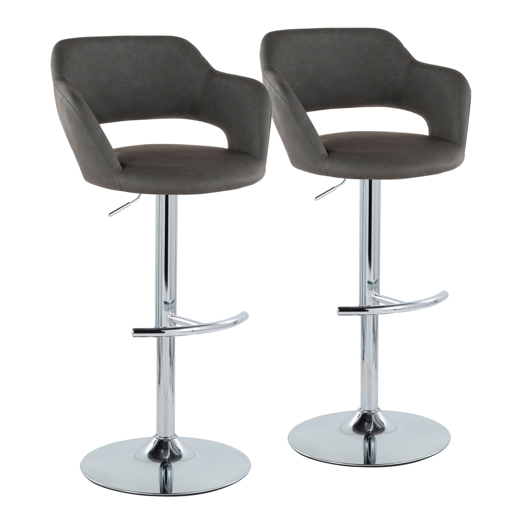 Margarite - Contemporary Ajustable Barstool With Swivel With Rounded T Footrest (Set of 2) - Best Buy Furniture