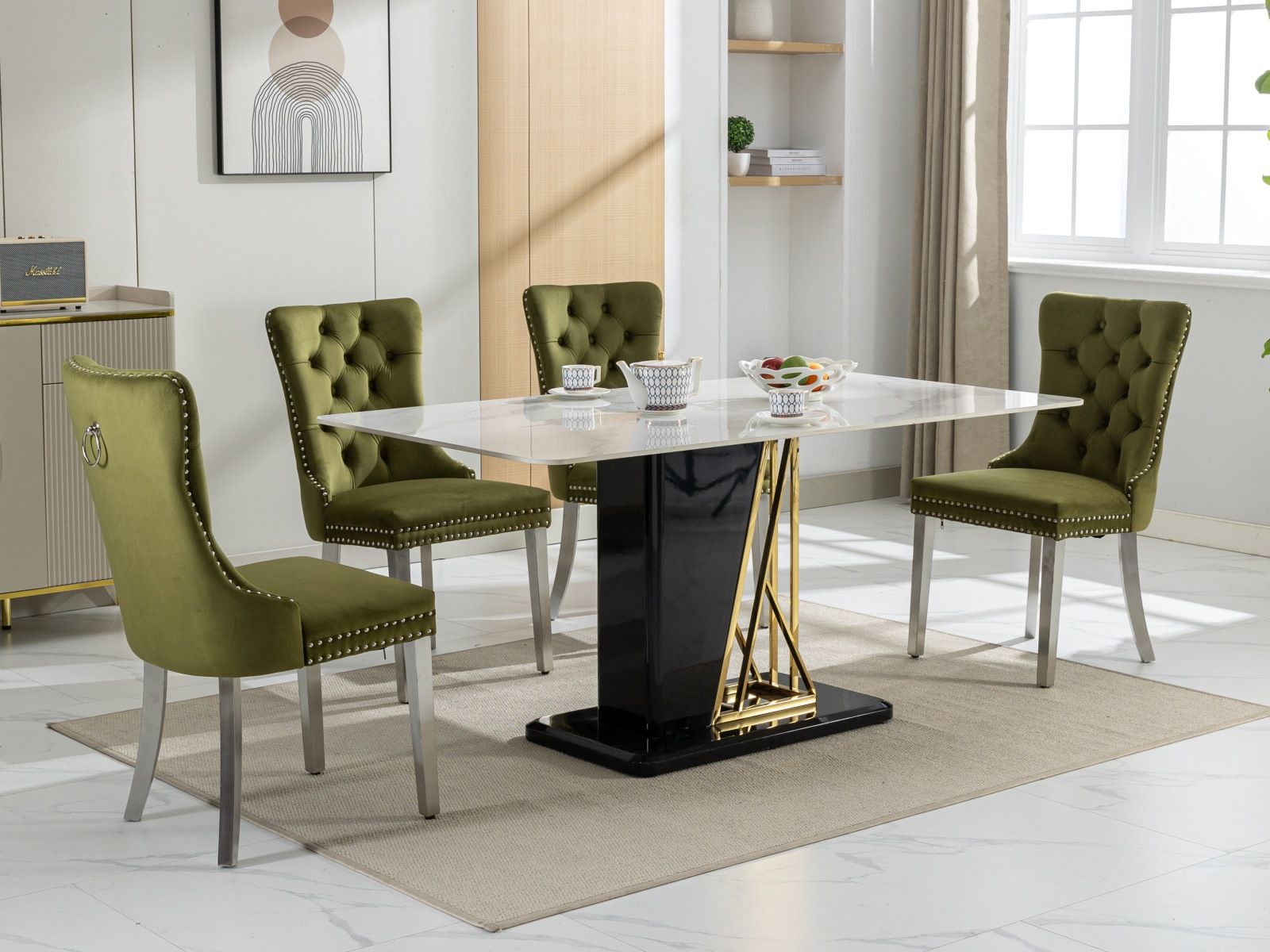 Nikki - Modern, High-End Tufted Solid Wood Contemporary Velvet Upholstered Dining Chair With Chrome Stainless Steel Plating Legs, Nailhead Trim (Set of 2) - Best Buy Furniture