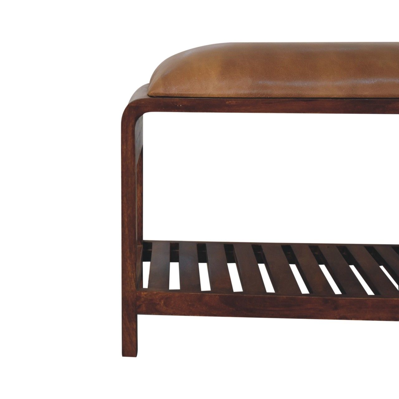 Buffalo - Slatted Square Bench - Brown - Best Buy Furniture