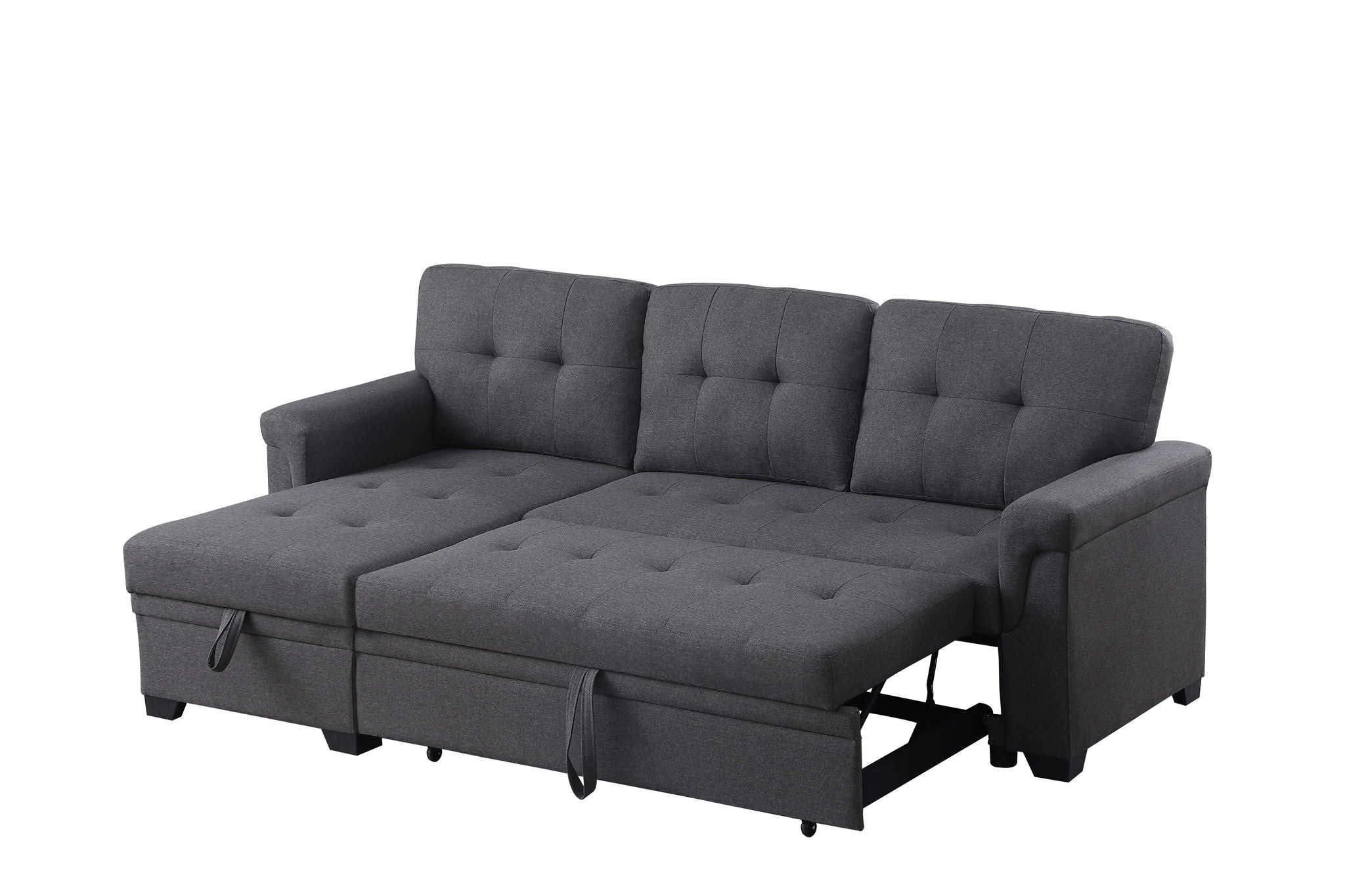 Lucca - Linen Reversible Sleeper Sectional Sofa With Storage Chaise - Best Buy Furniture