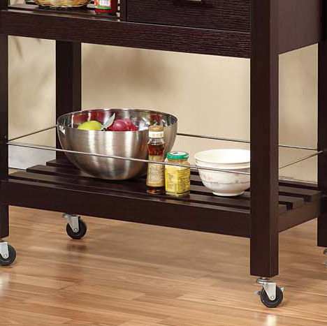 Kitchen Cart Red Cocoa Faux Marble Chunky Thick Top Two Drawers Locking Rubber Wheel Castors Slat Vented Shelves Towel Bar - Espresso - Best Buy Furniture